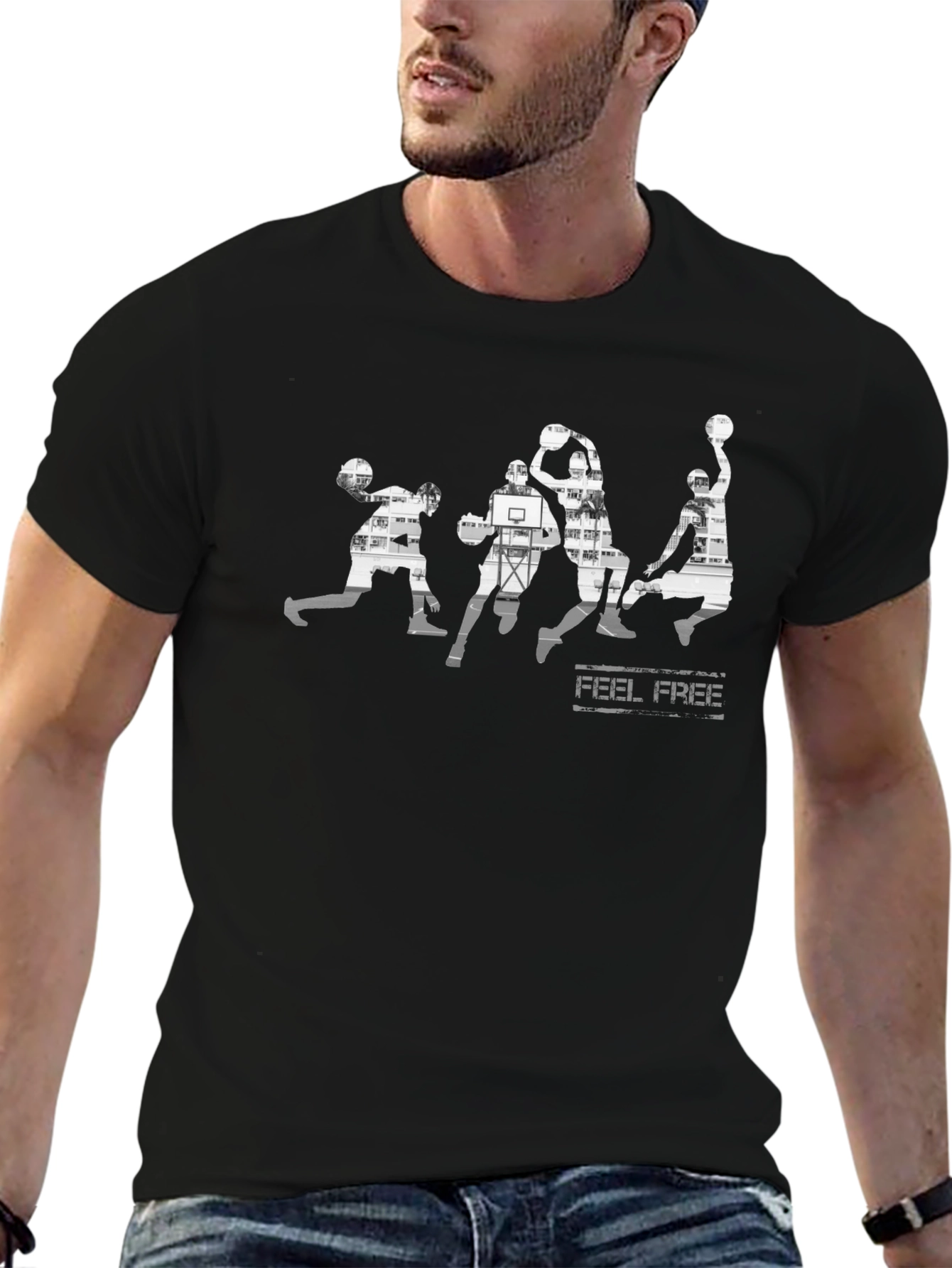 Mens Black Basketball Graphic T-Shirt
