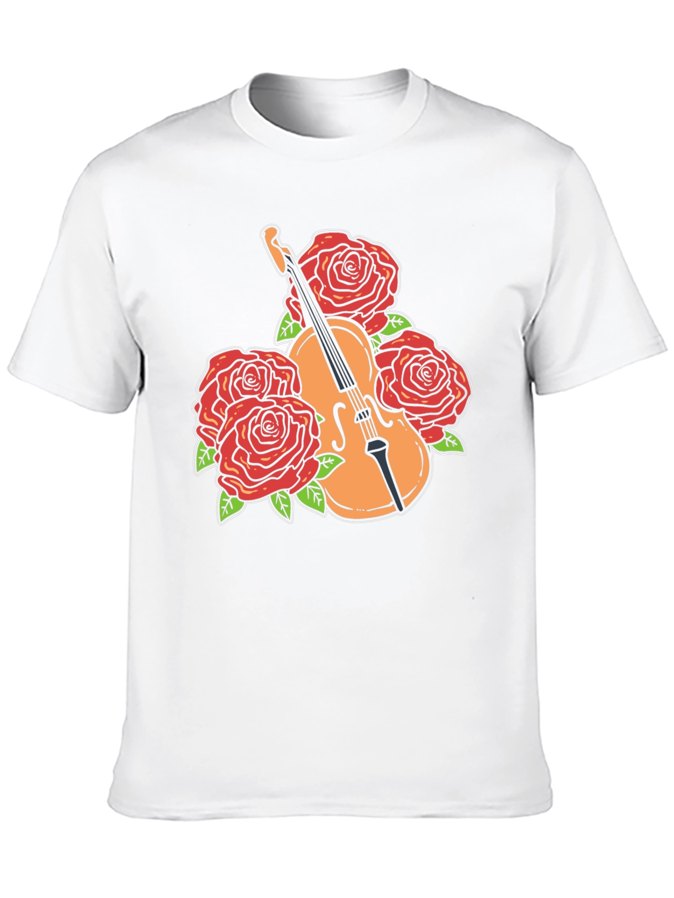 Violin and Roses Graphic T-Shirt