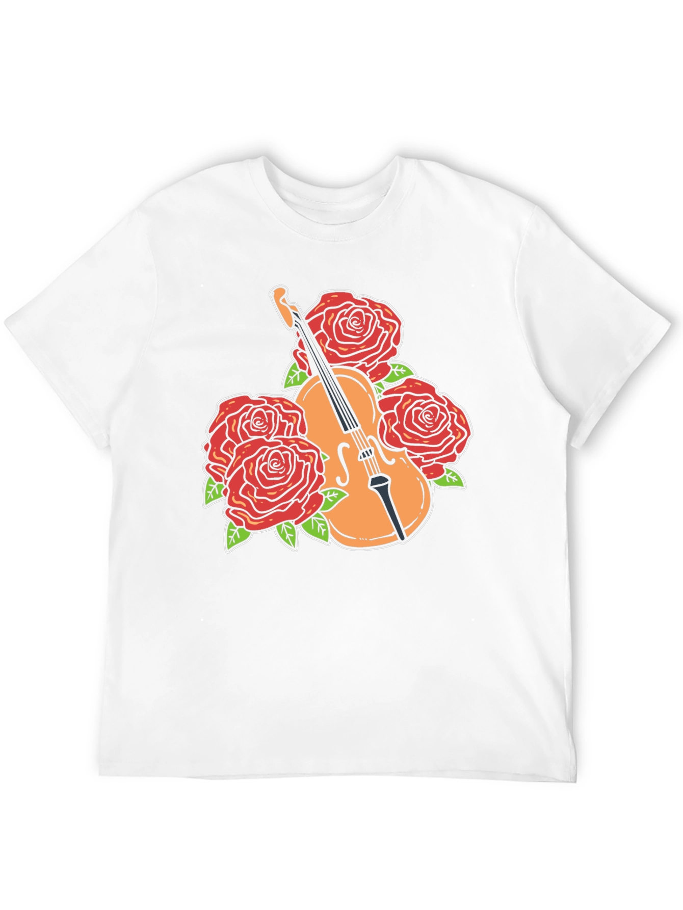 Violin and Roses Graphic T-Shirt