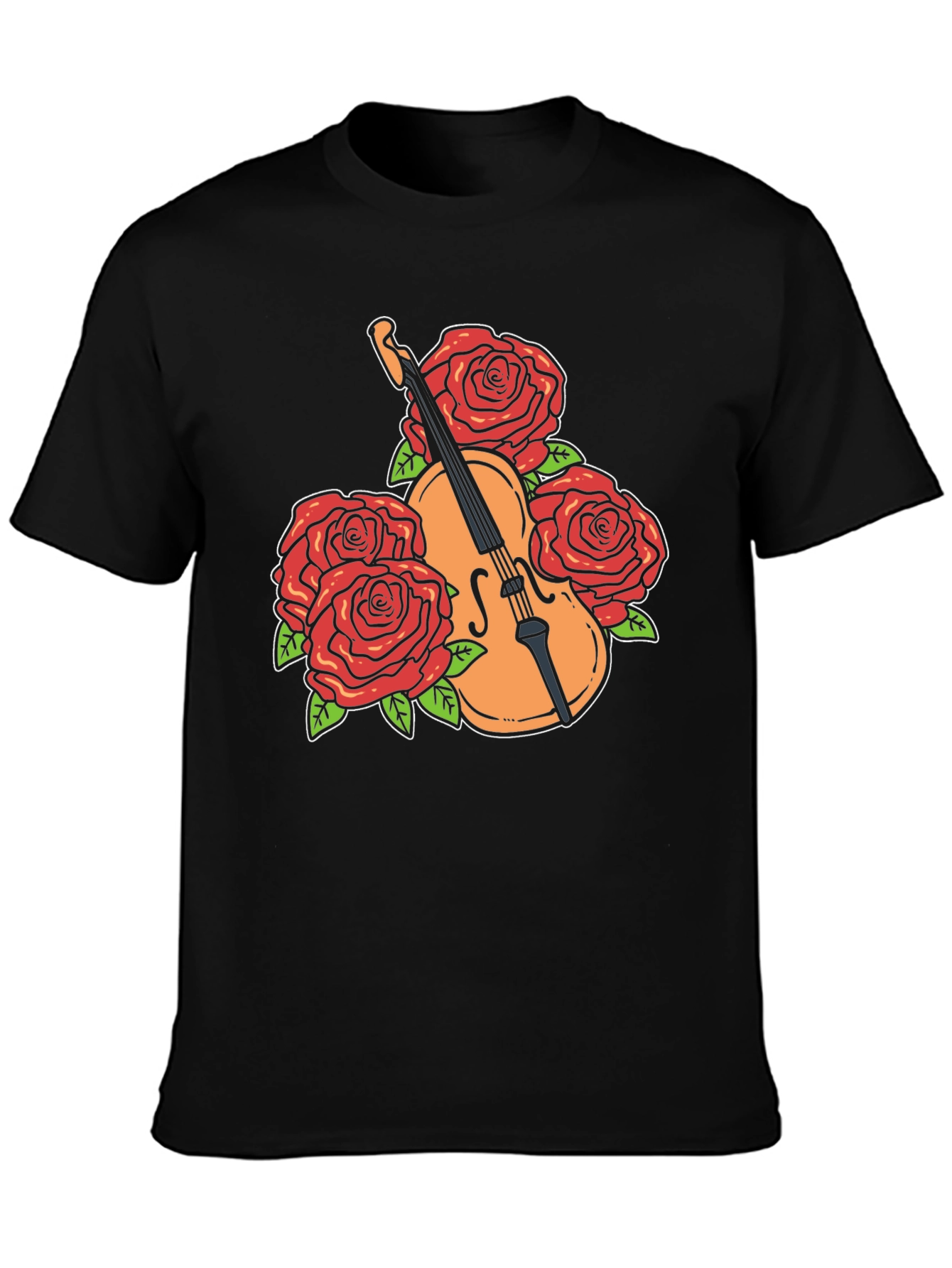 Violin and Roses Graphic T-Shirt