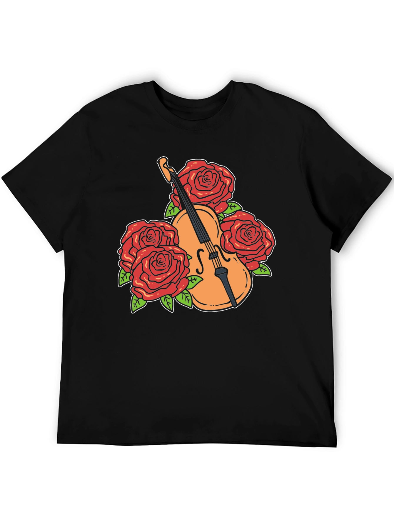 Violin and Roses Graphic T-Shirt