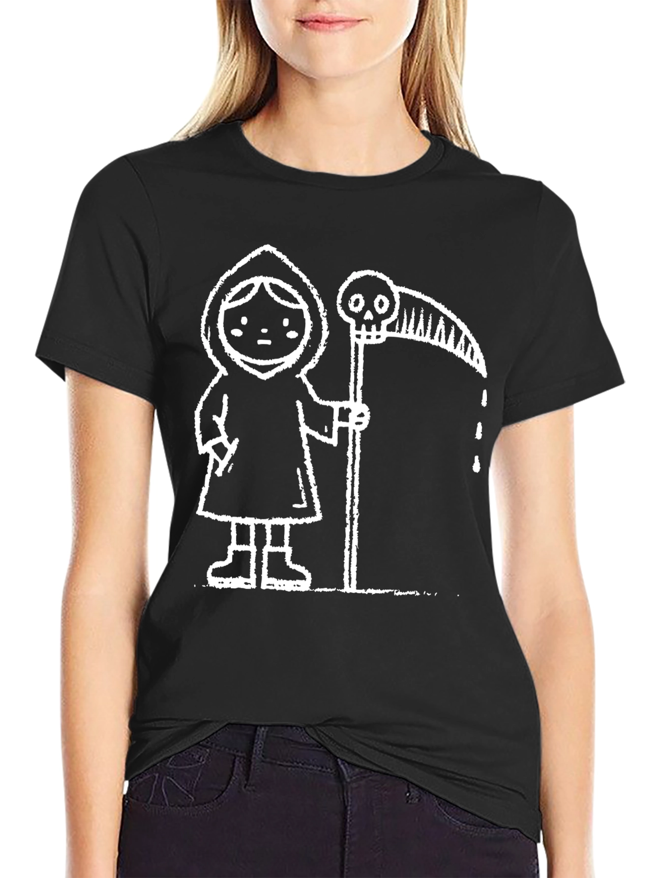 Grim Reaper Graphic Tee - Deathly Cute Style