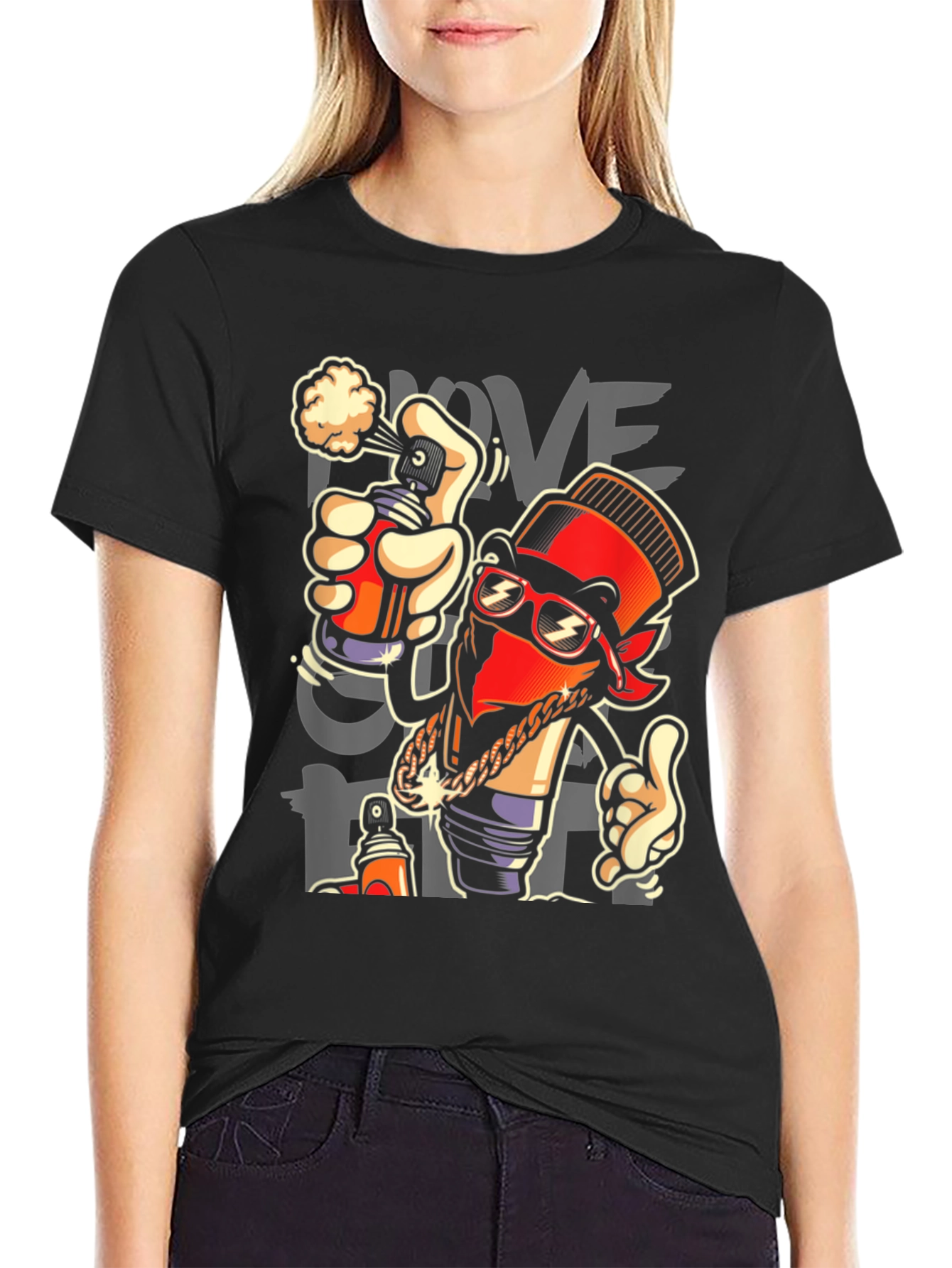 Urban Graffiti Art Black T-Shirt