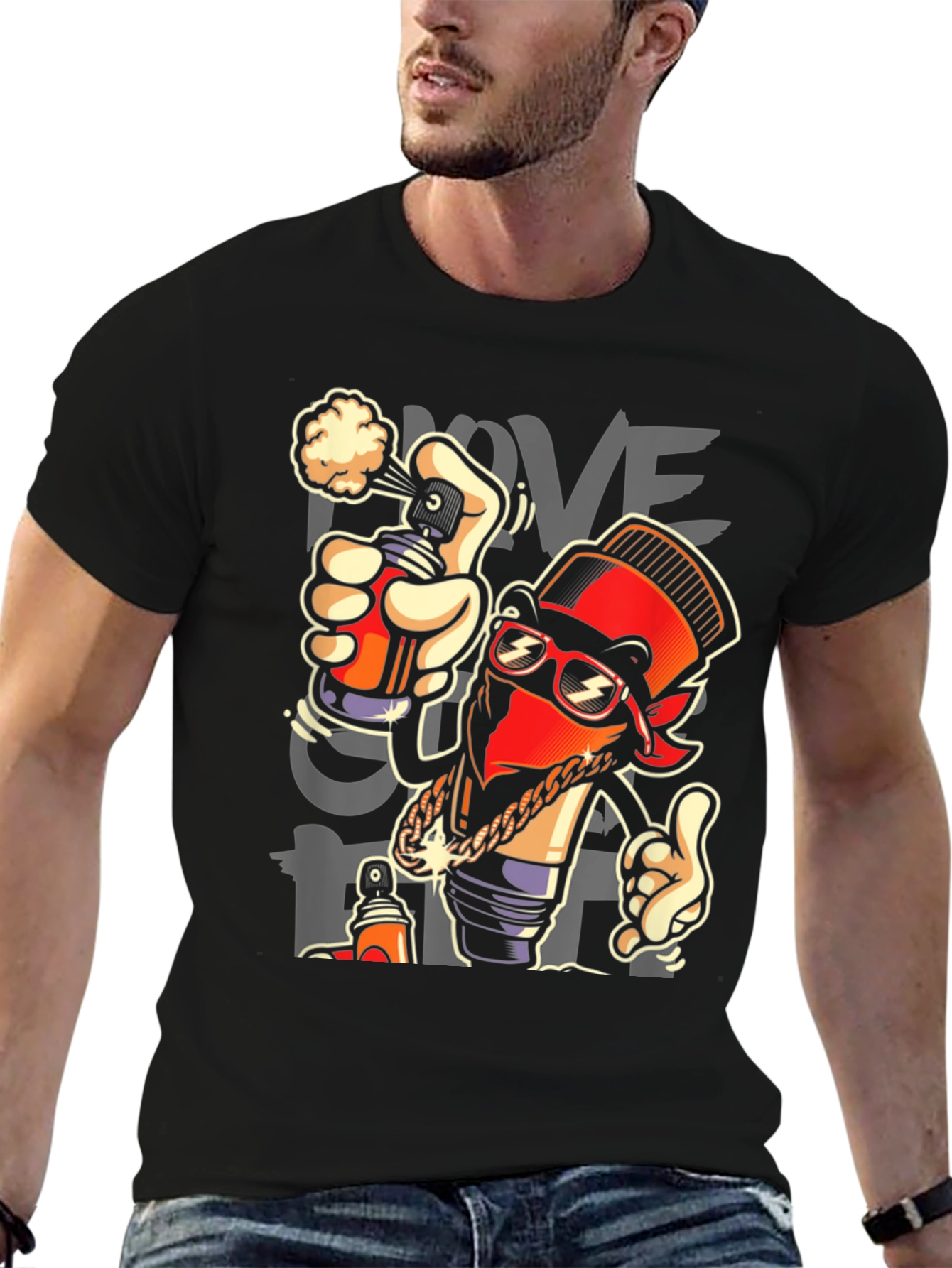 Urban Graffiti Art Black T-Shirt