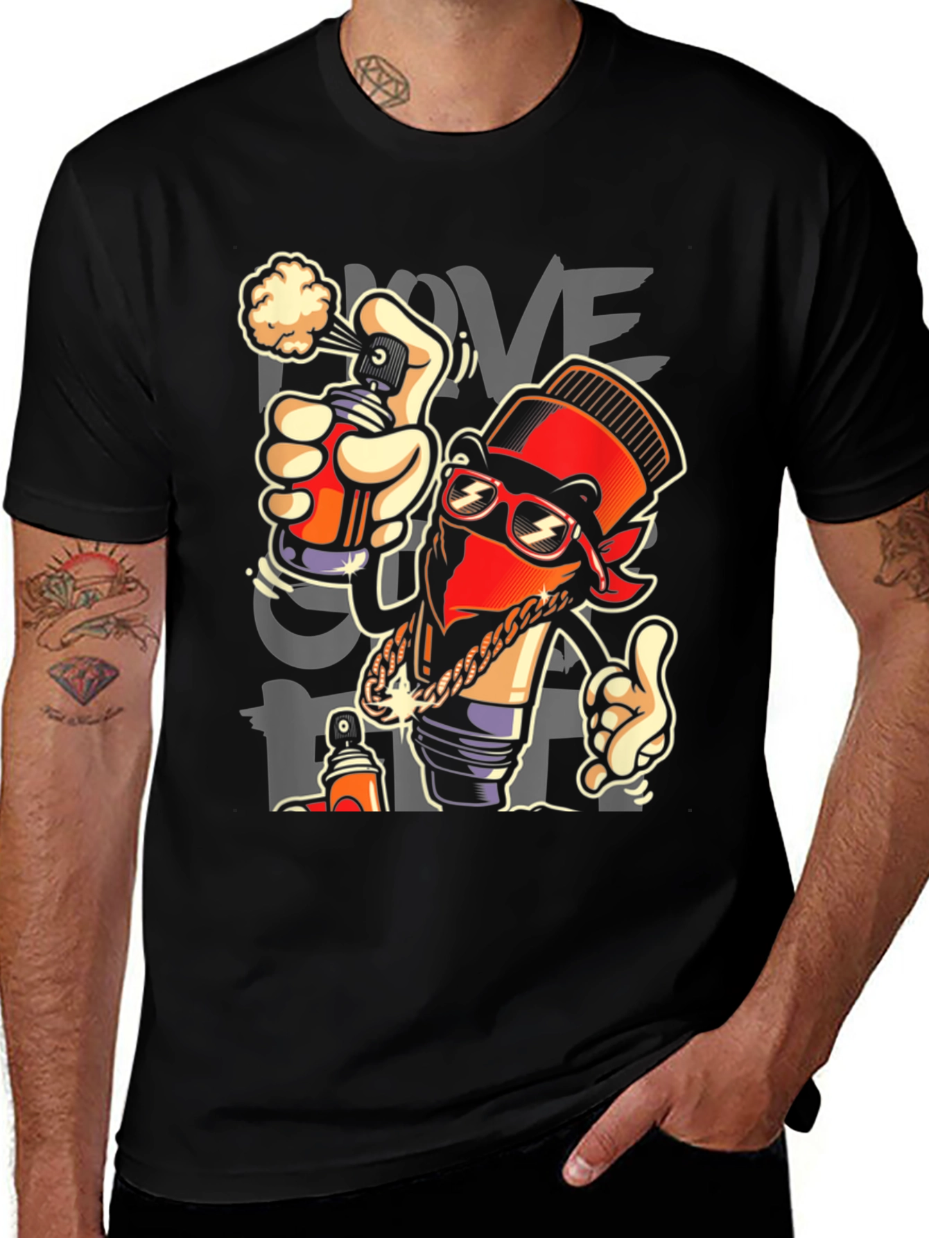 Urban Graffiti Art Black T-Shirt