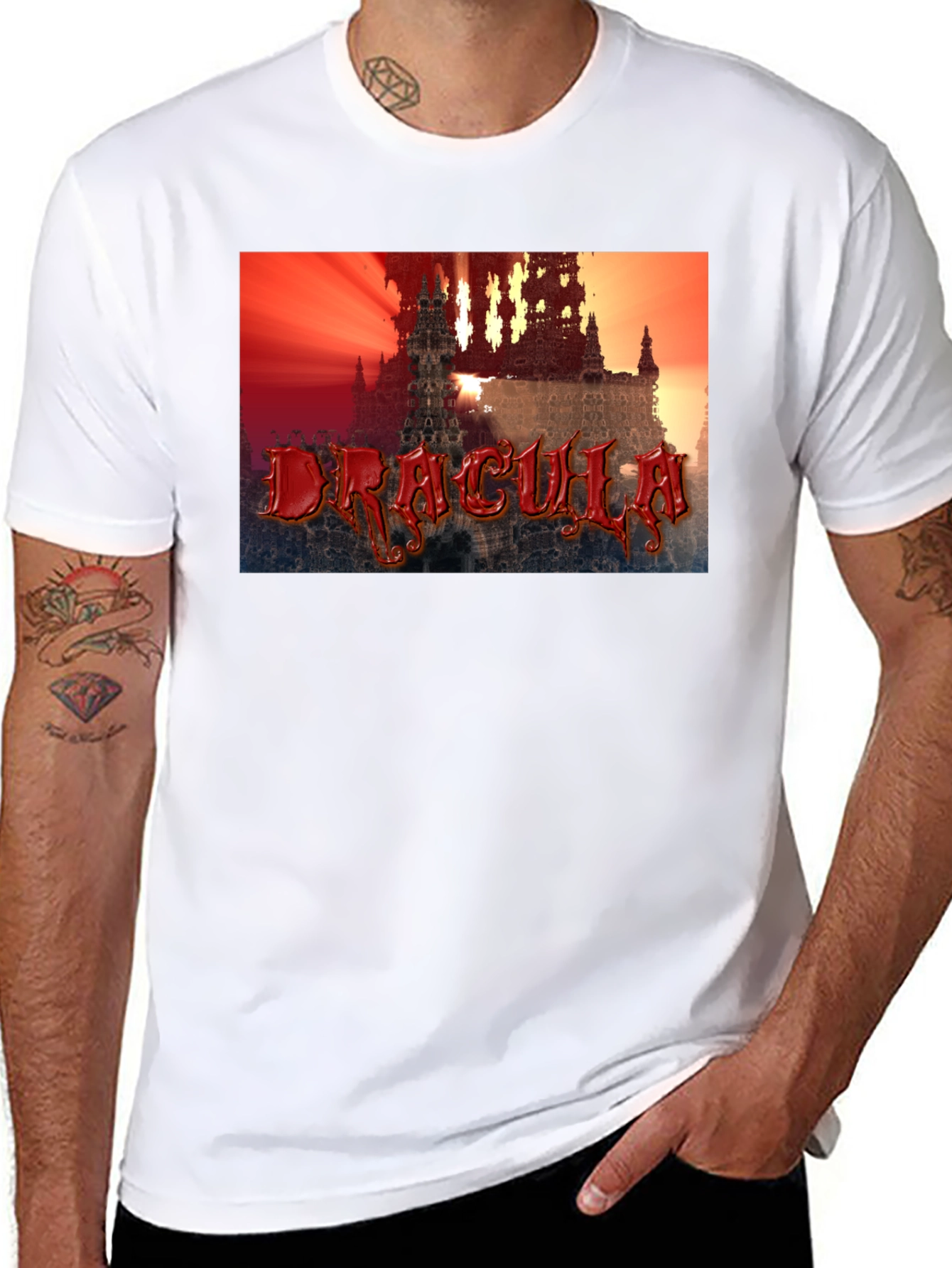 Dracula Castle Graphic T-Shirt - Black