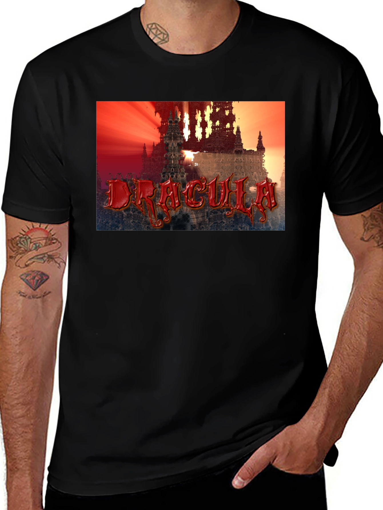 Dracula Castle Graphic T-Shirt - Black