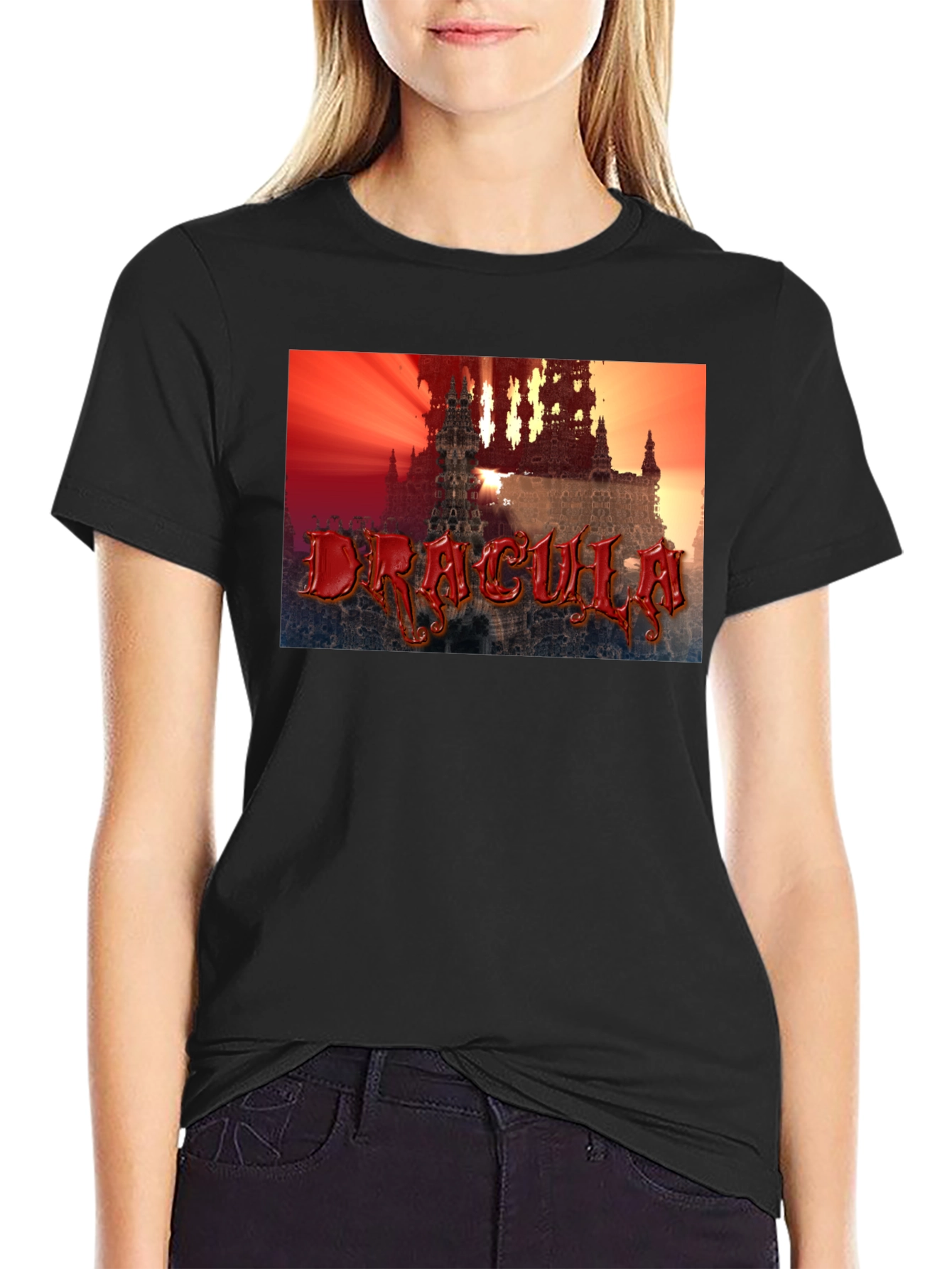 Dracula Castle Graphic T-Shirt - Black