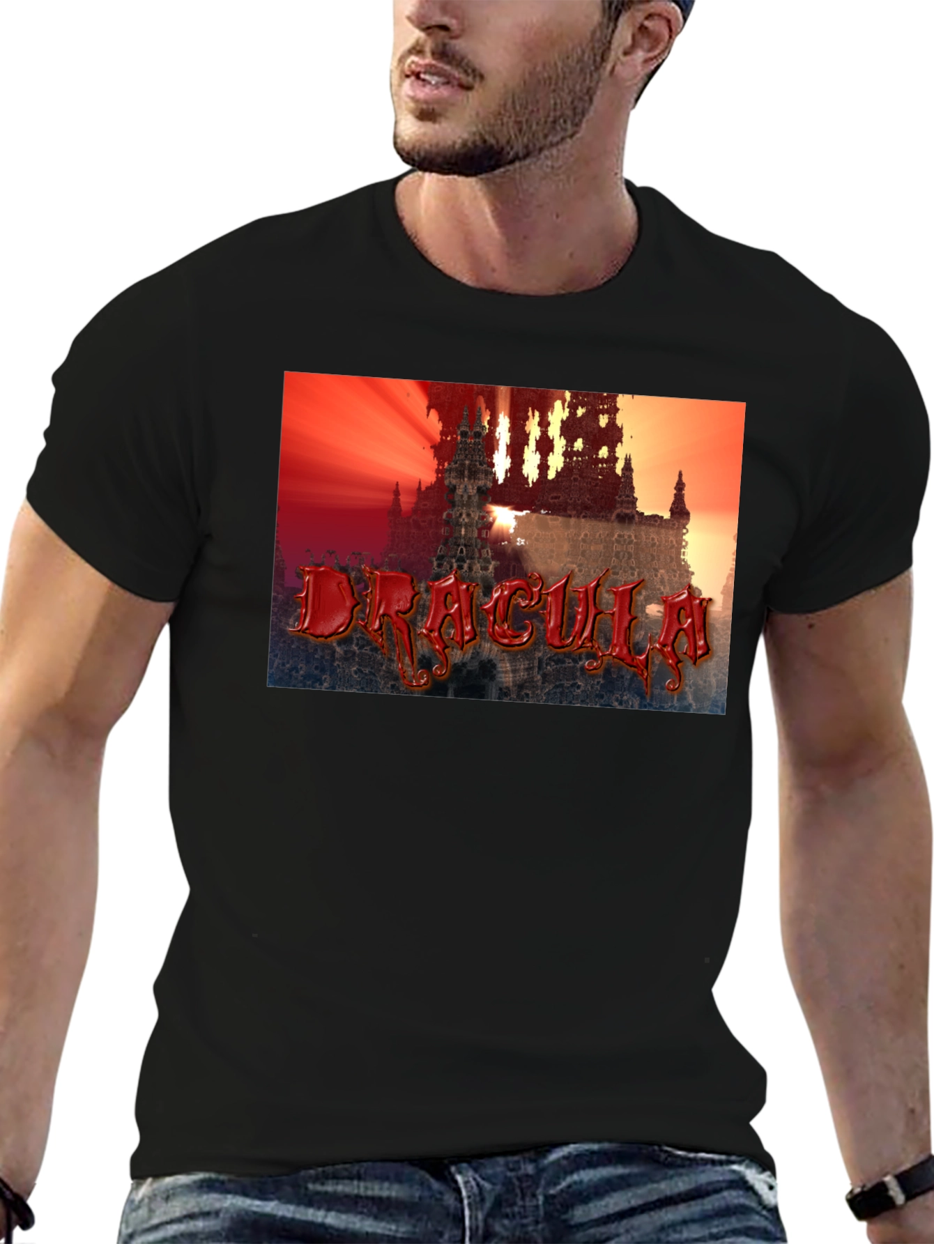 Dracula Castle Graphic T-Shirt - Black