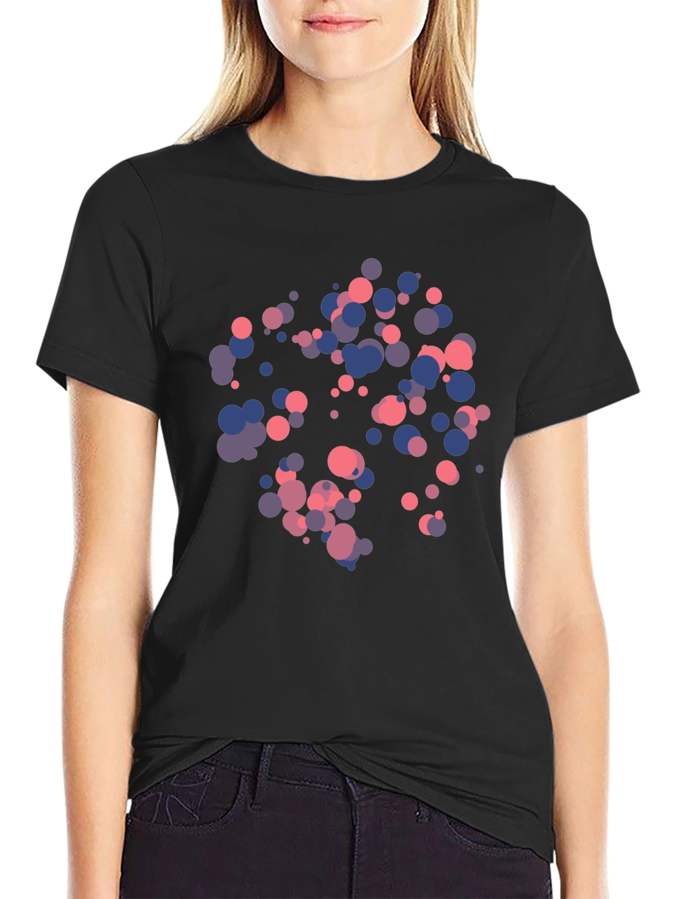 Abstract Dots Graphic Black T-Shirt