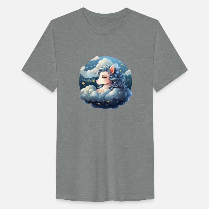 A cute unicorn sleeping on a cloud bed surround