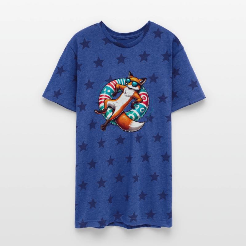 A relaxed fox on a swimming ring