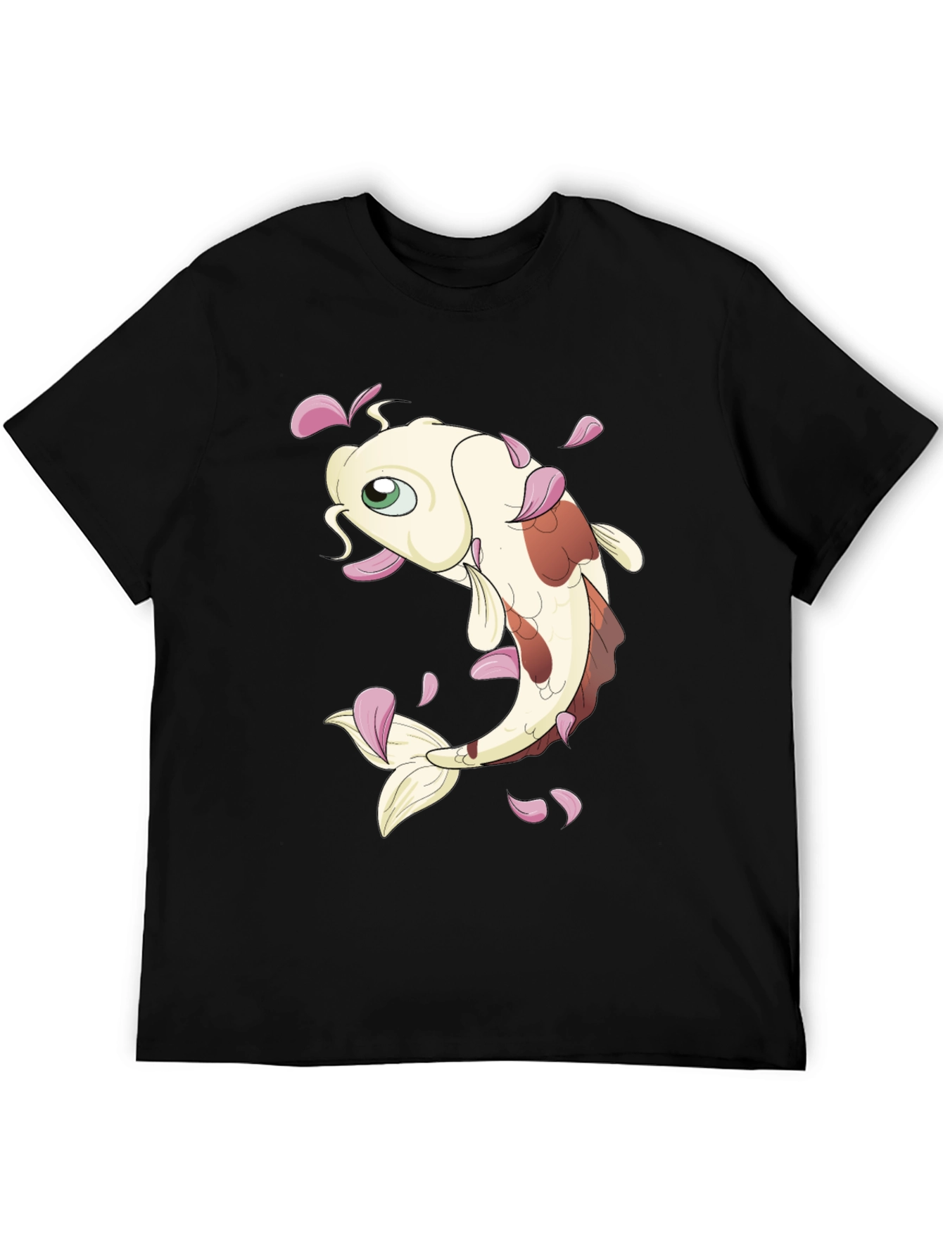 Koi Fish Graphic Tee - Black Casual T-Shirt