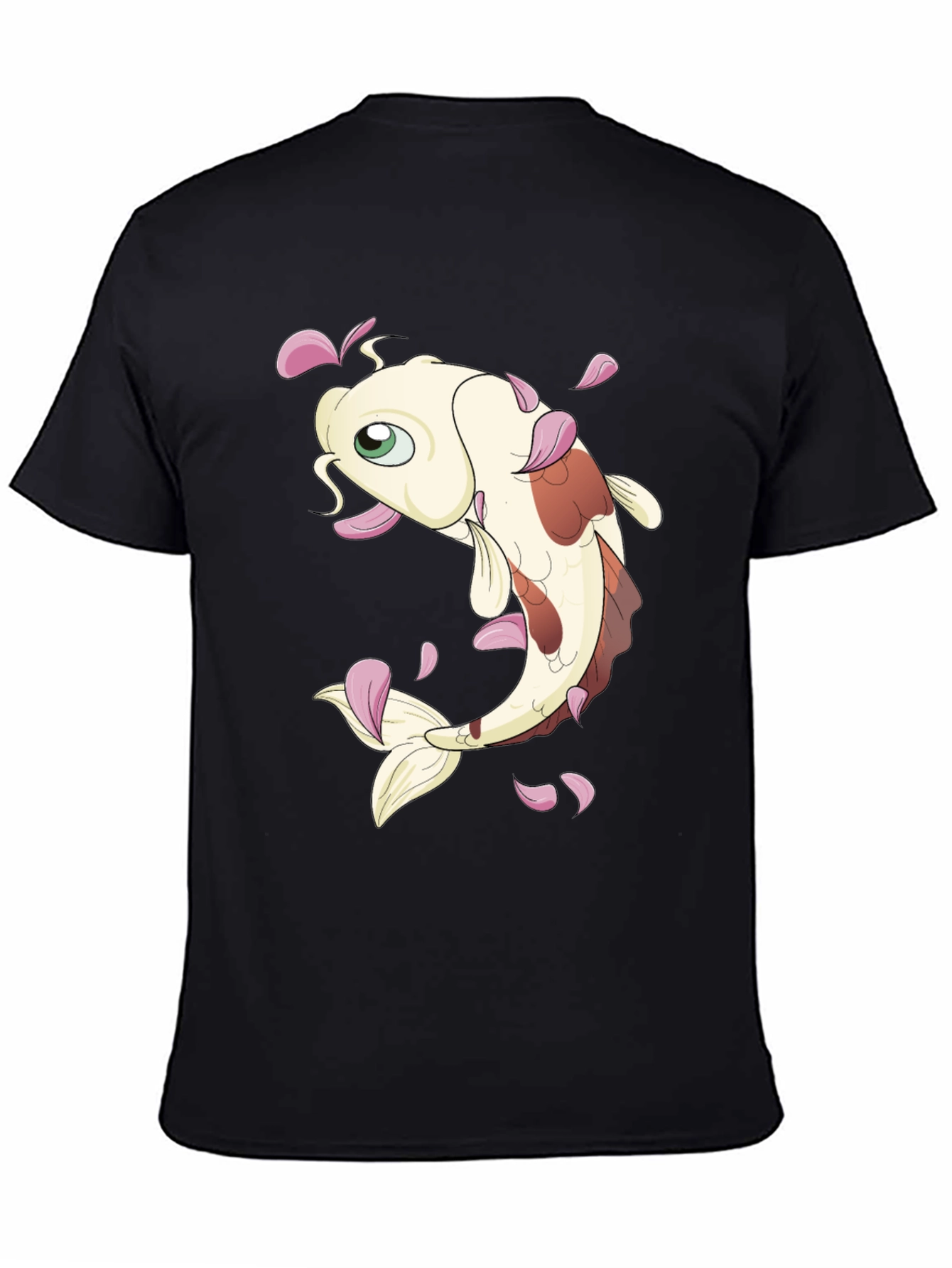 Koi Fish Graphic Tee - Black Casual T-Shirt