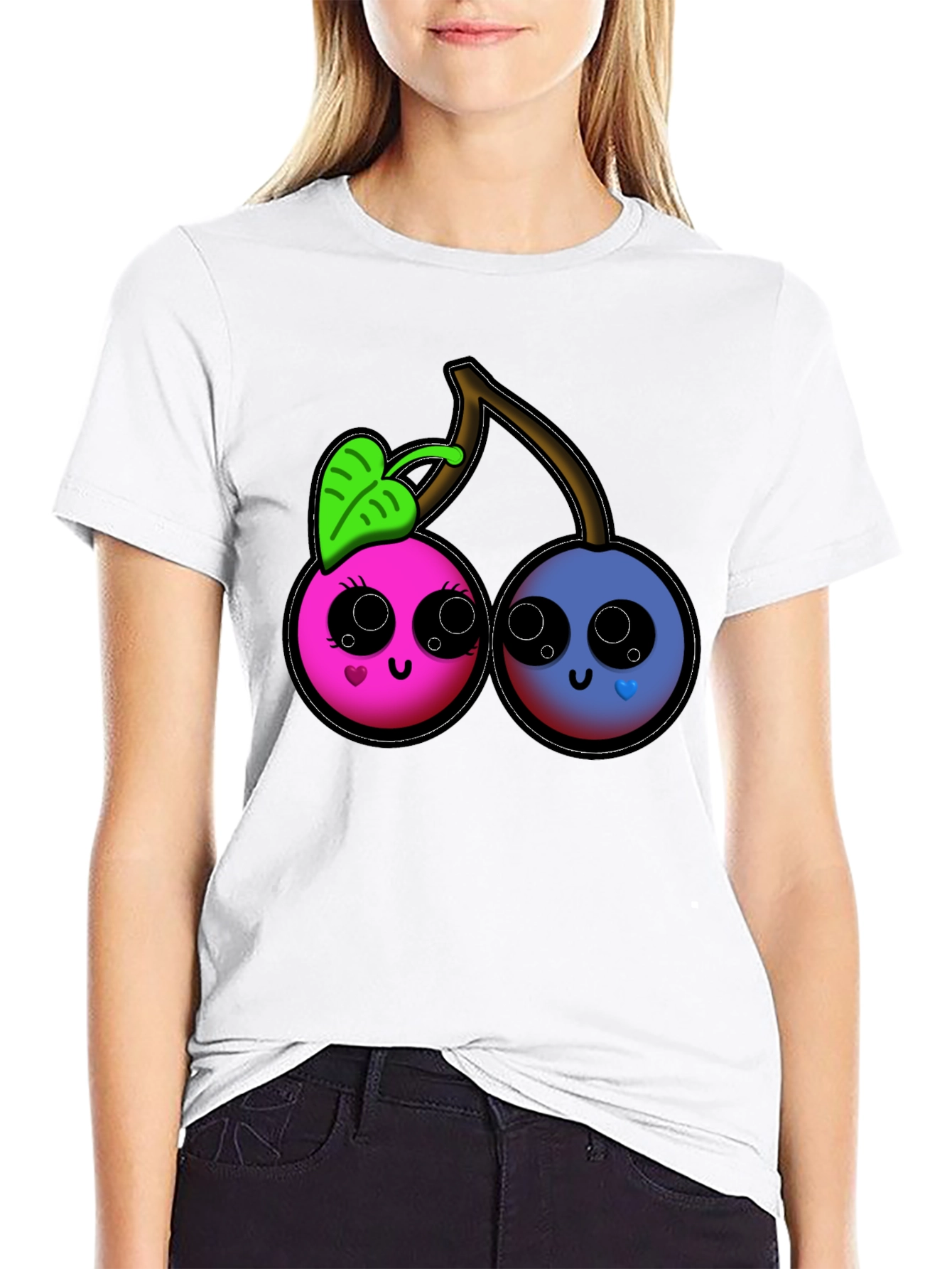 Cute Cartoon Cherry Graphic T-Shirt