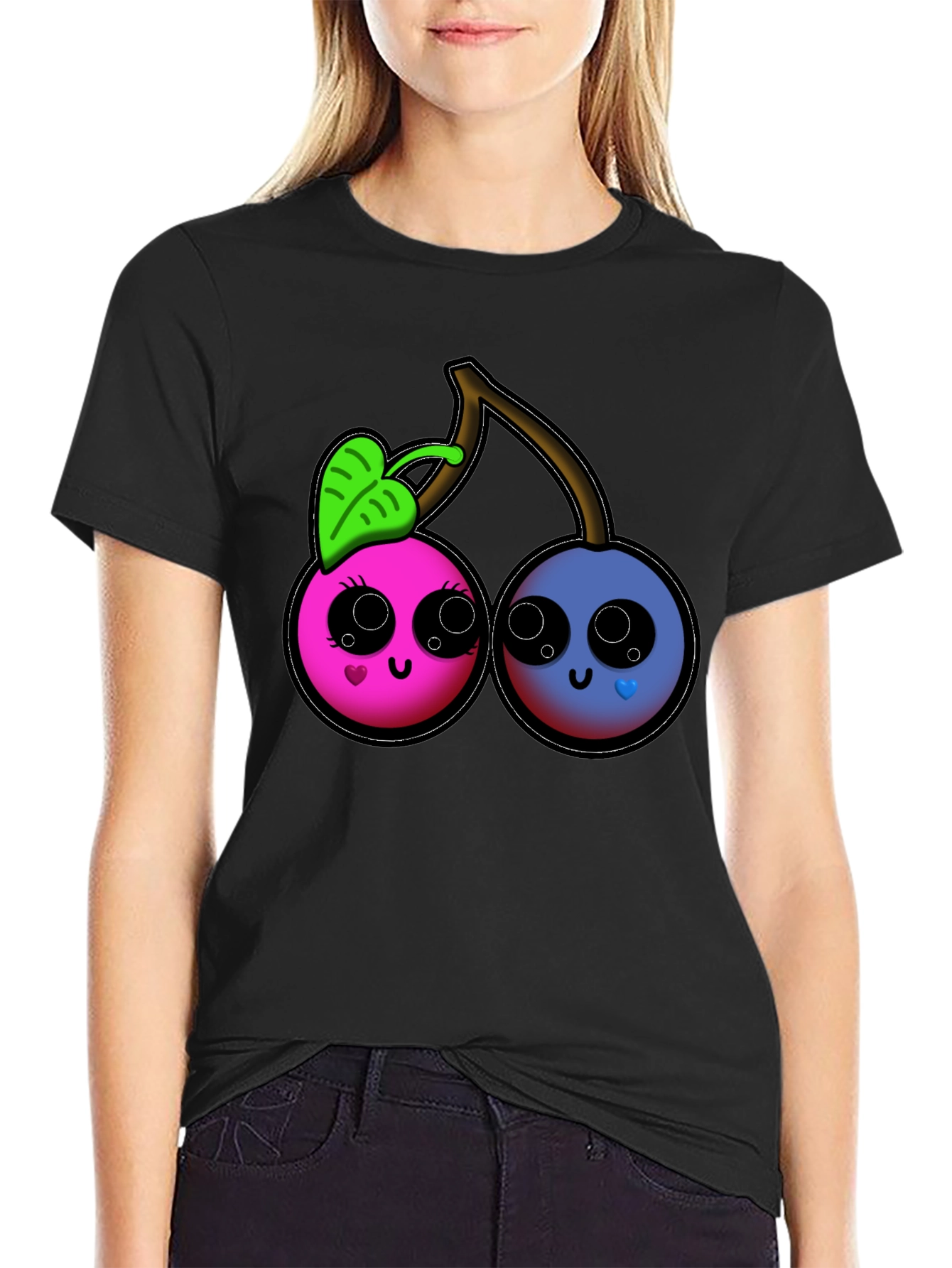 Cute Cartoon Cherry Graphic T-Shirt