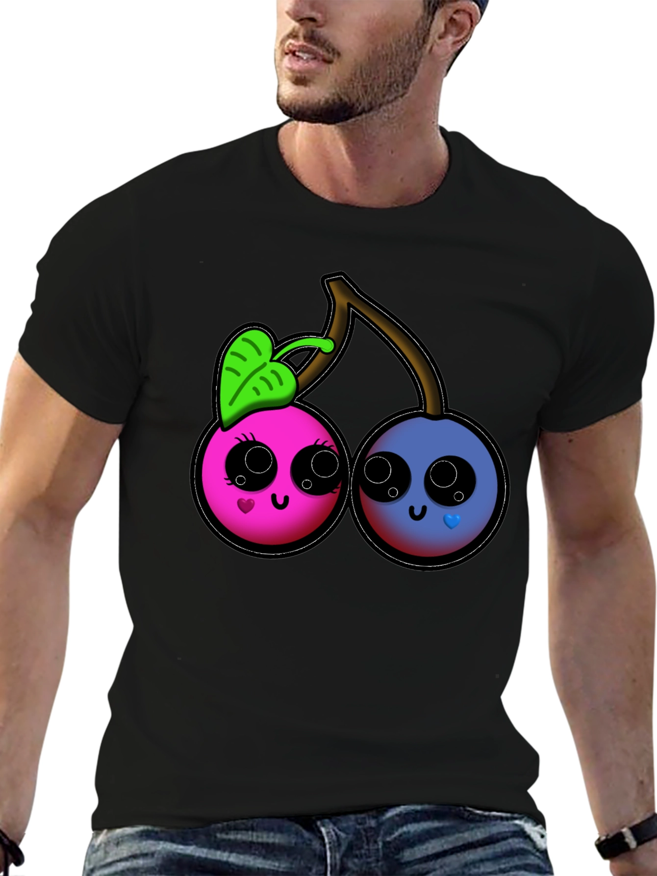 Cute Cartoon Cherry Graphic T-Shirt