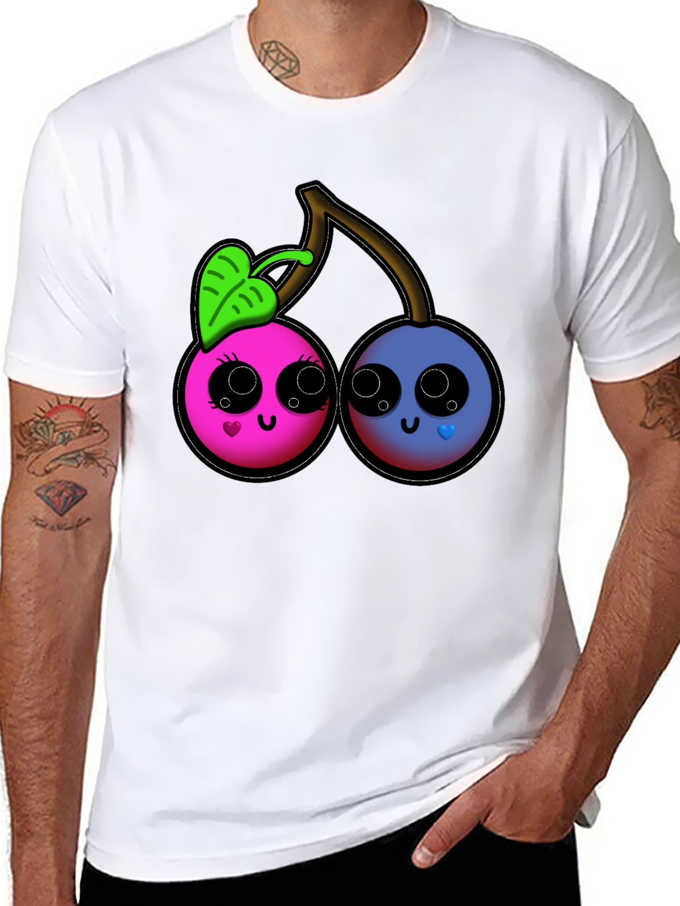 Cute Cartoon Cherry Graphic T-Shirt