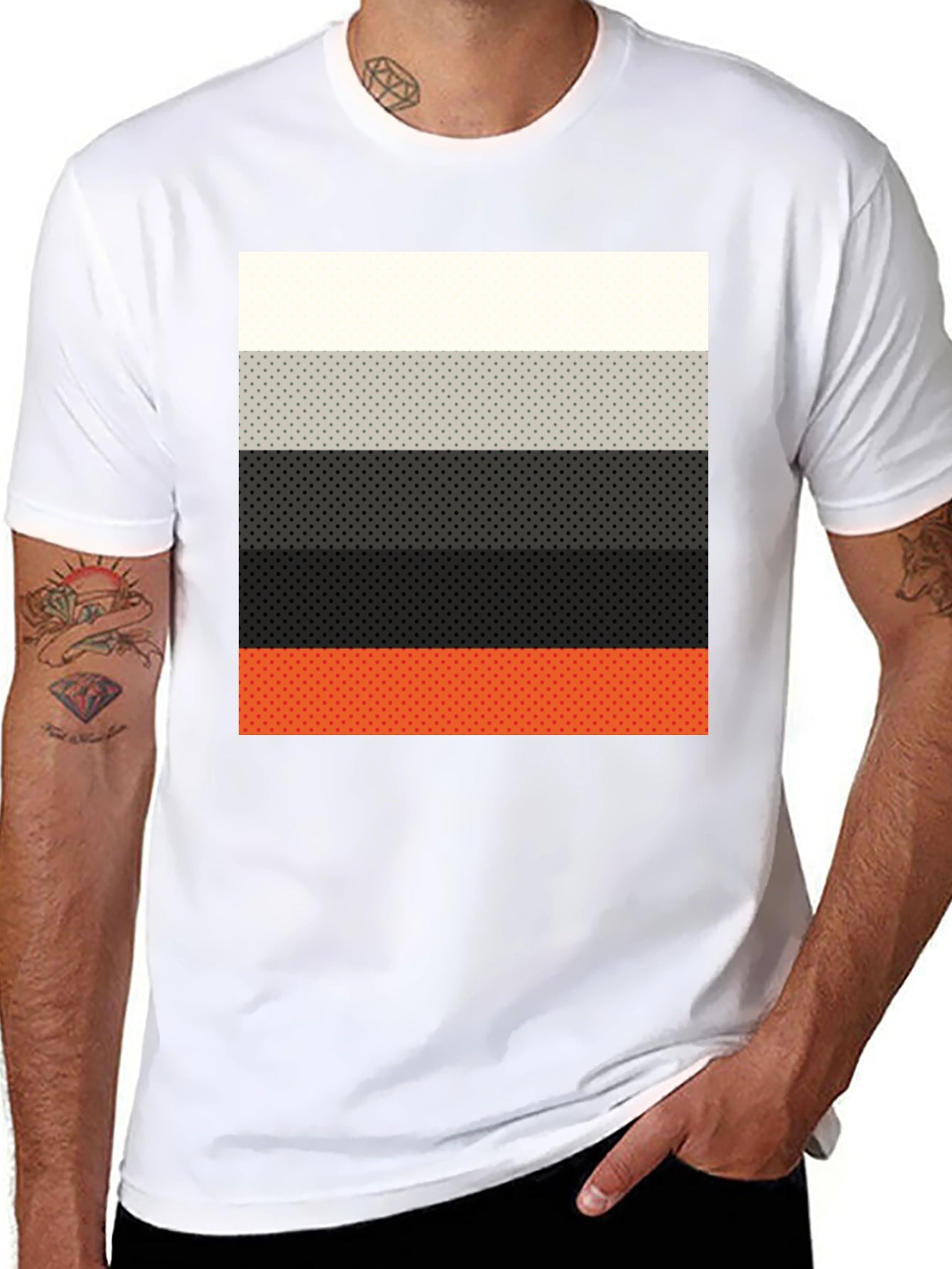 Striped Dot Pattern Mens Graphic T-Shirt