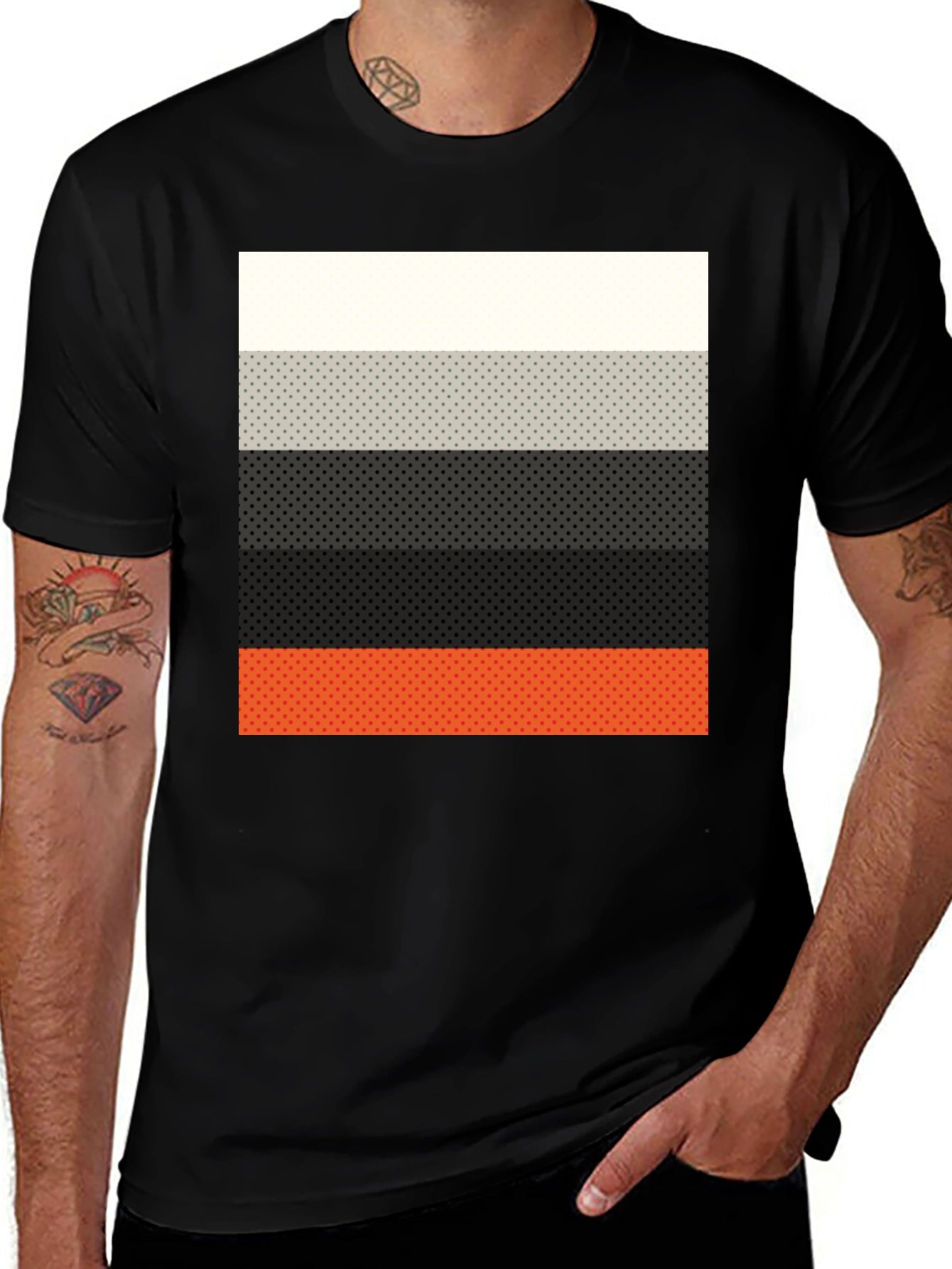 Striped Dot Pattern Mens Graphic T-Shirt