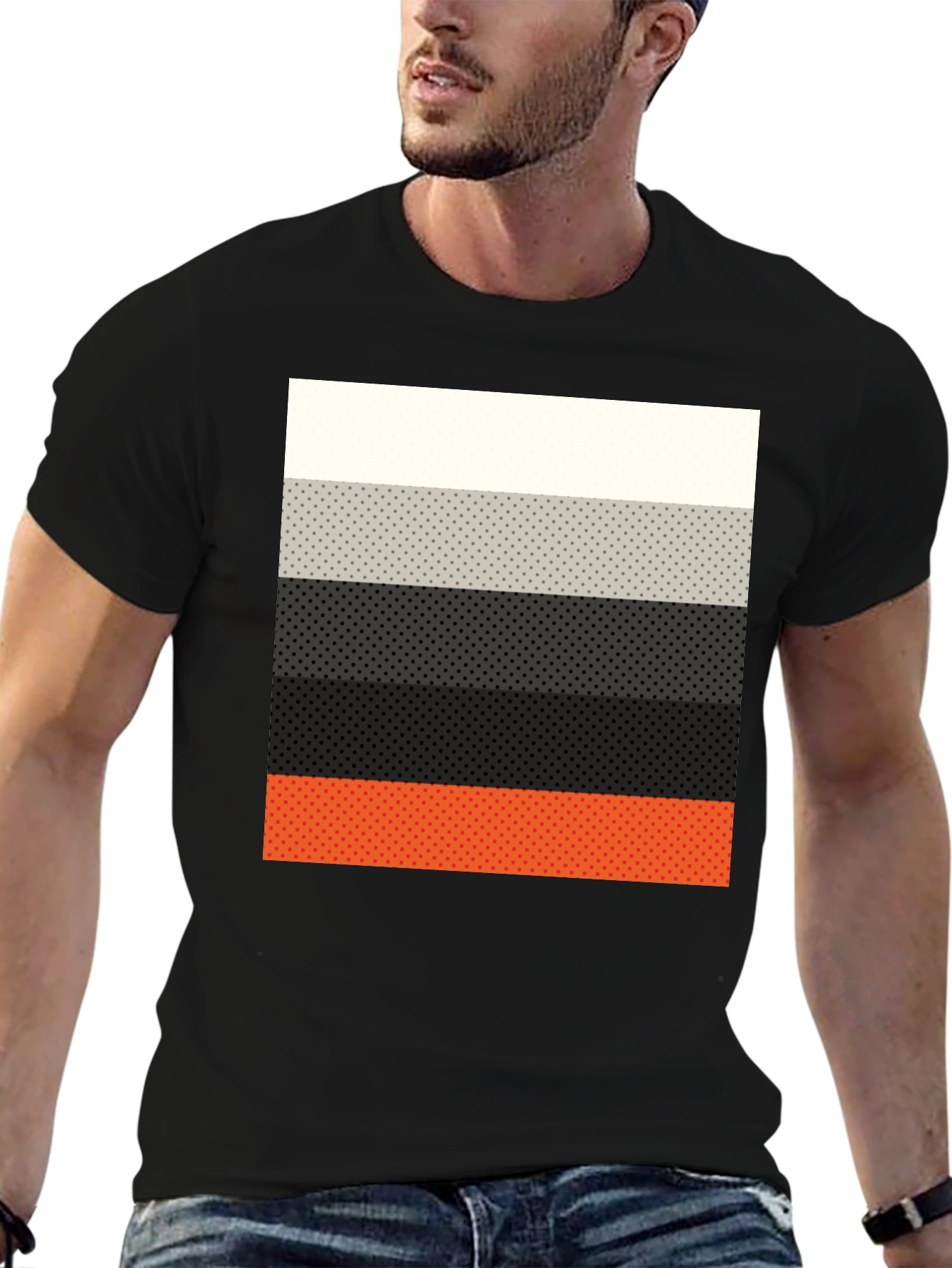 Striped Dot Pattern Mens Graphic T-Shirt