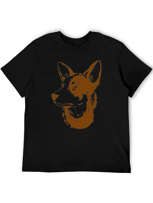 Dog Graphic Tee - Black Cotton Shirt