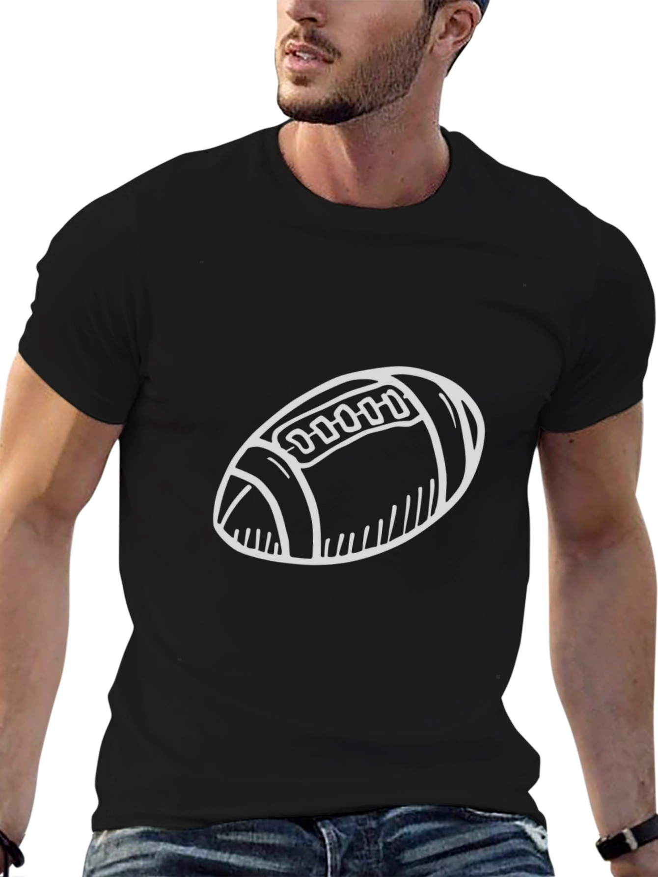 Football Graphic Black T-Shirt