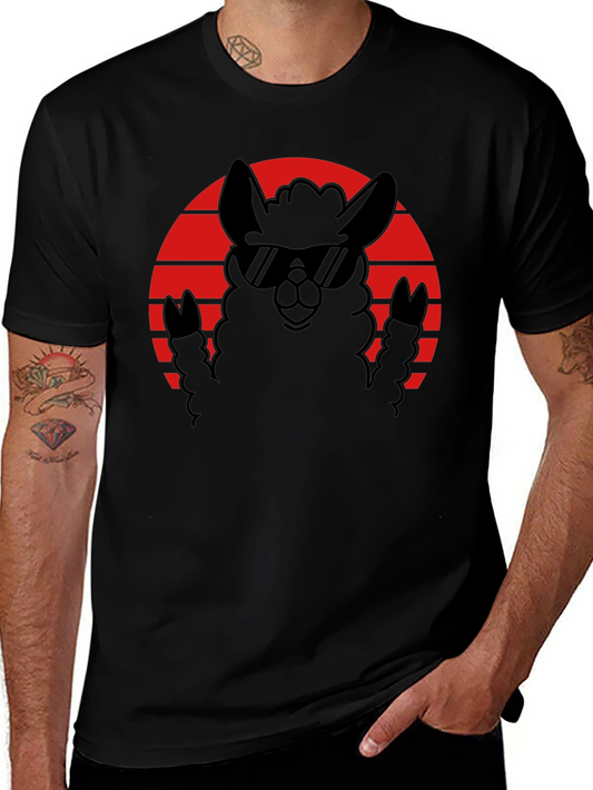 Cool Llama Sunset T-Shirt - Black Graphic Tee