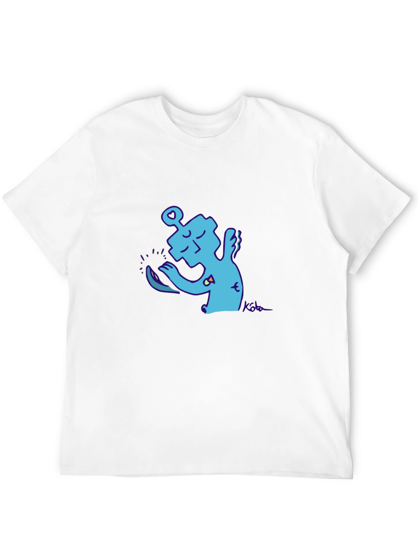 Abstract Robot Graphic Tee - Black Cotton Blend
