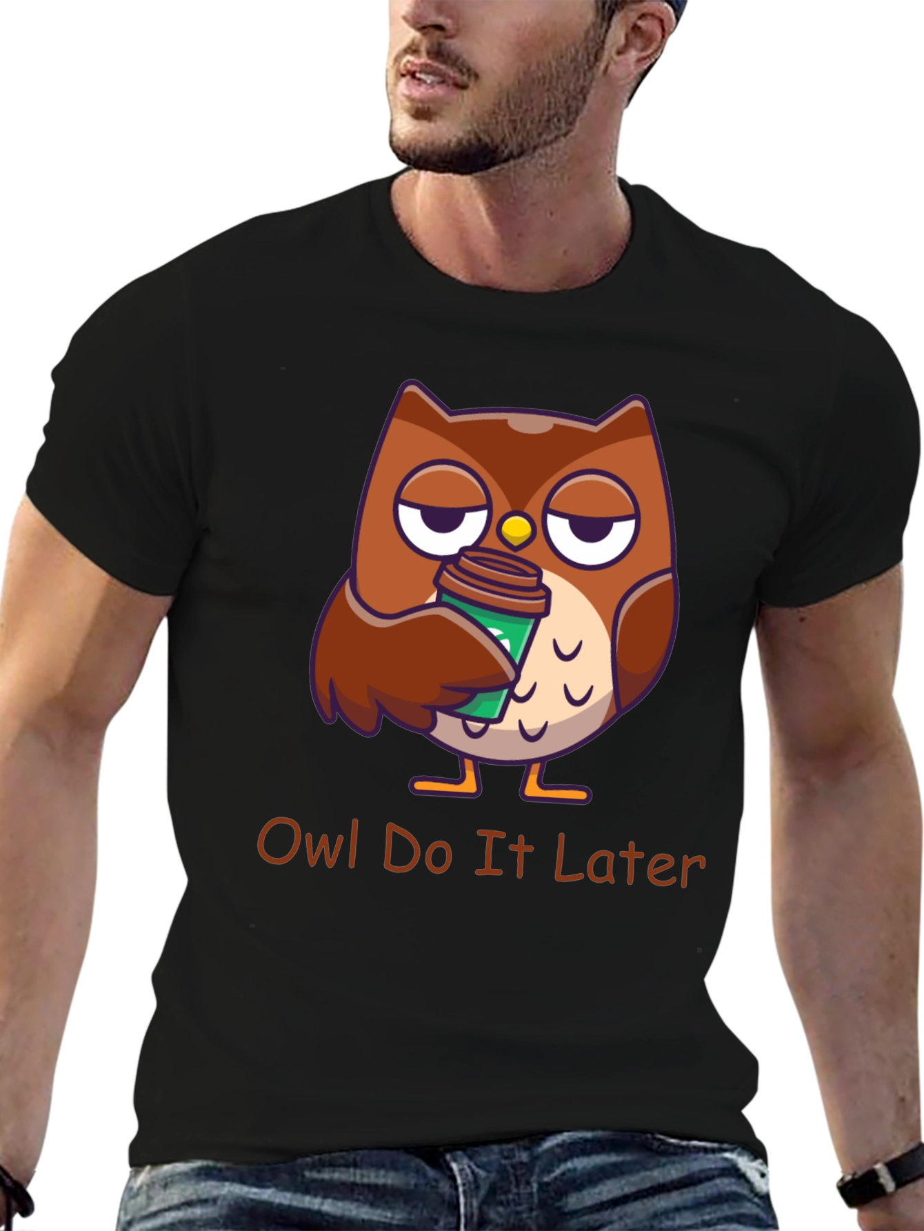 Owl Do It Later T-Shirt: Funny Coffee Lover Tee