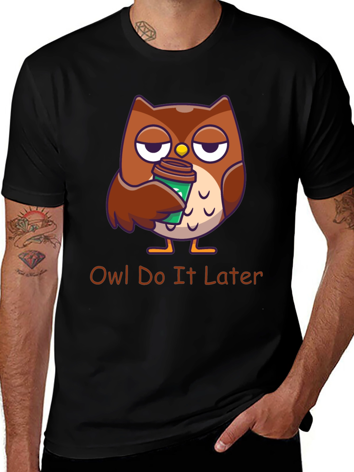 Owl Do It Later T-Shirt: Funny Coffee Lover Tee
