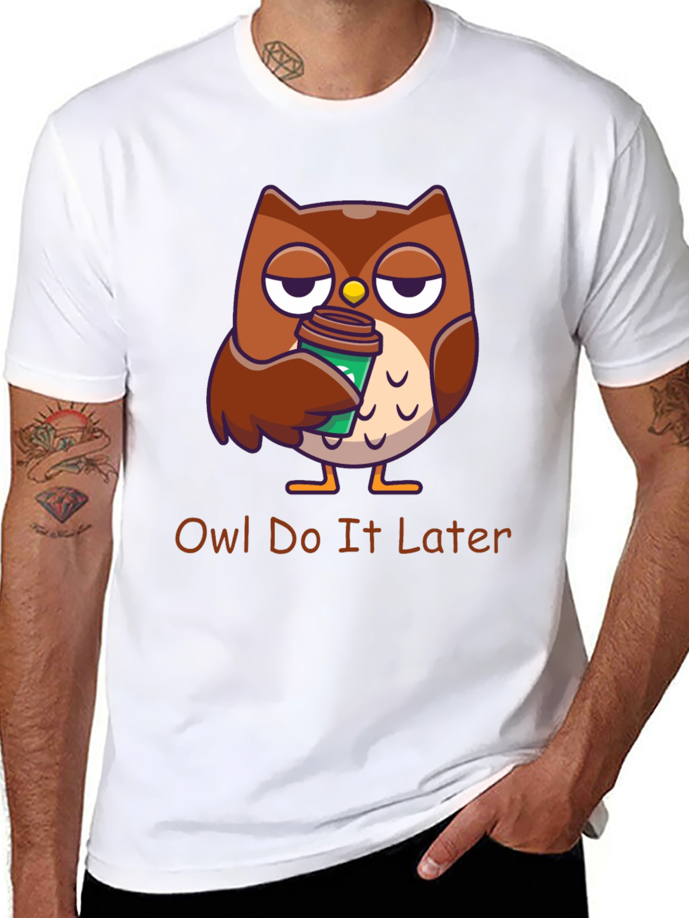 Owl Do It Later T-Shirt: Funny Coffee Lover Tee