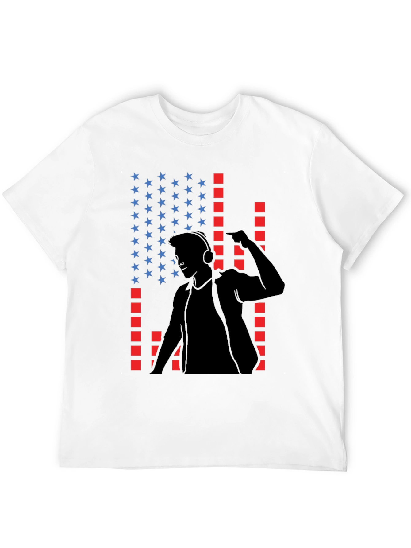 DJ USA Flag Graphic Print Black T-Shirt