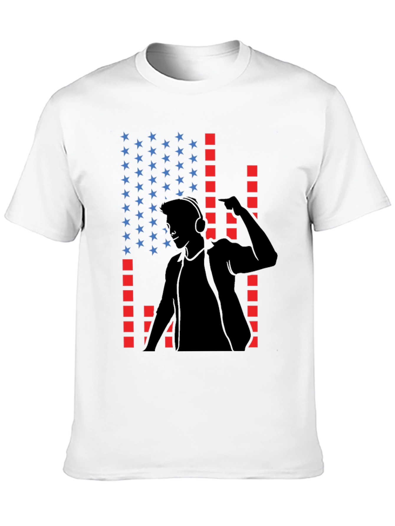 DJ USA Flag Graphic Print Black T-Shirt