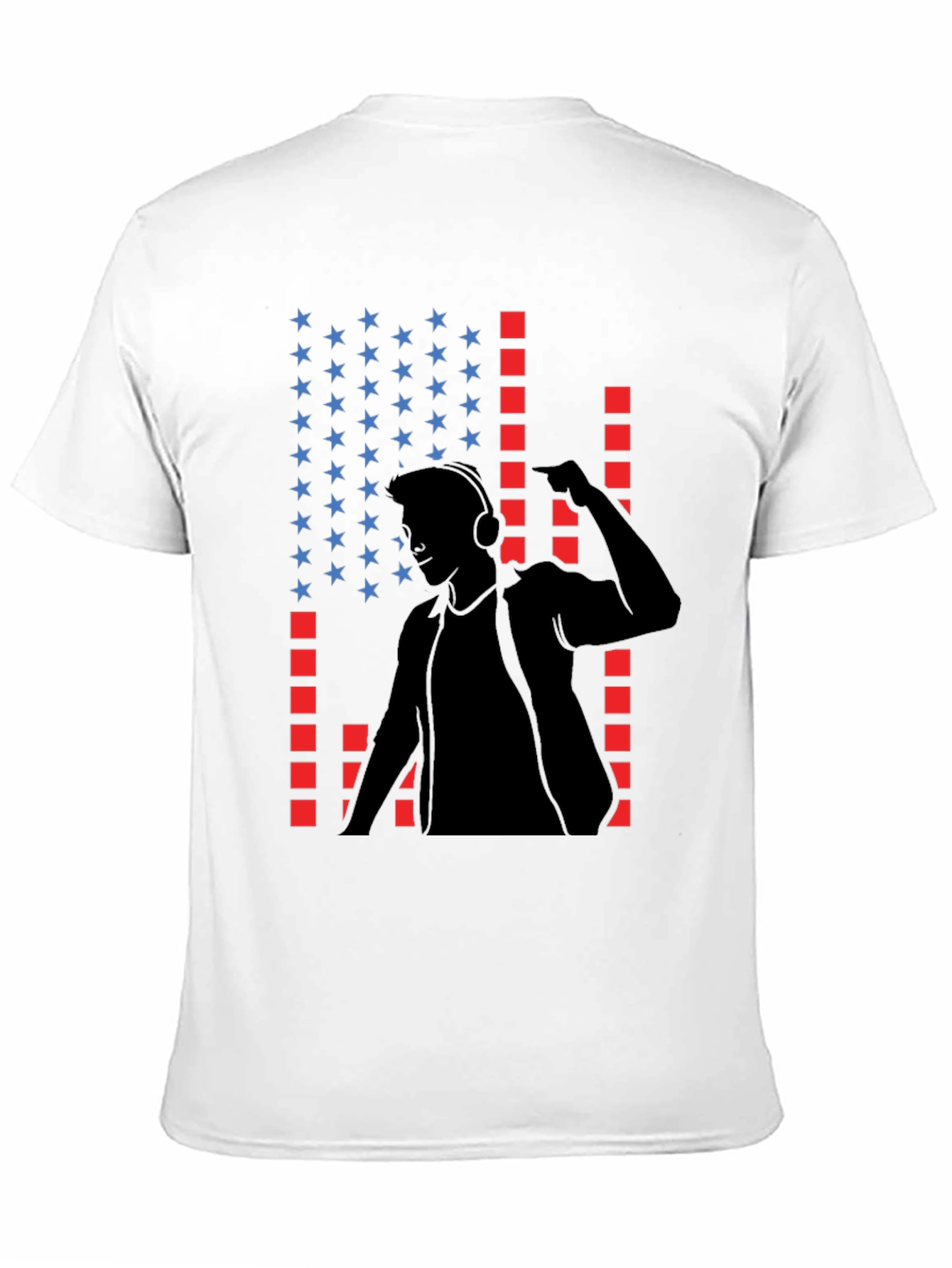 DJ USA Flag Graphic Print Black T-Shirt
