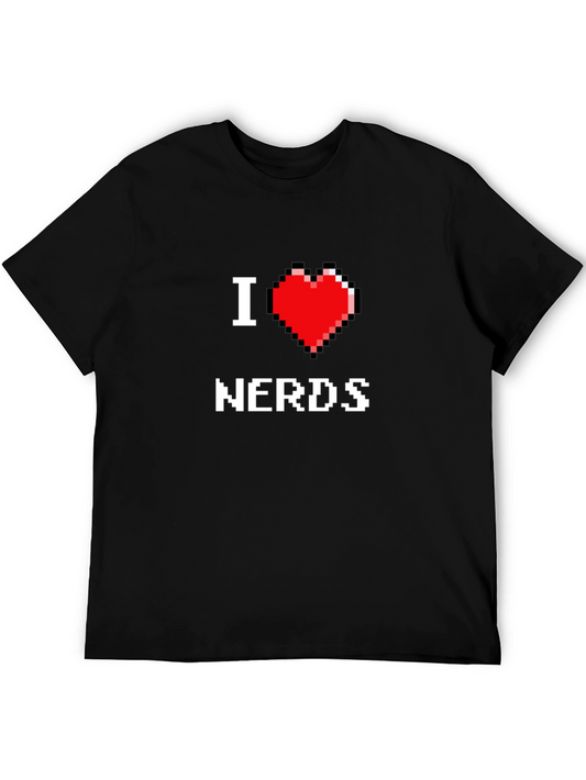 I Heart Nerds Pixel Art Black Graphic Tee