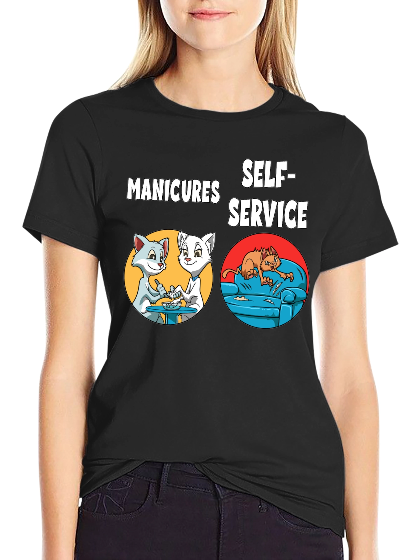 Manicures Self-Service Cat Graphic Tee