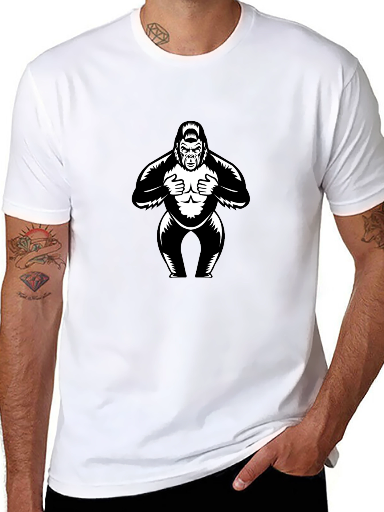 Graphic Gorilla Tee - Black Cotton Casual Wear