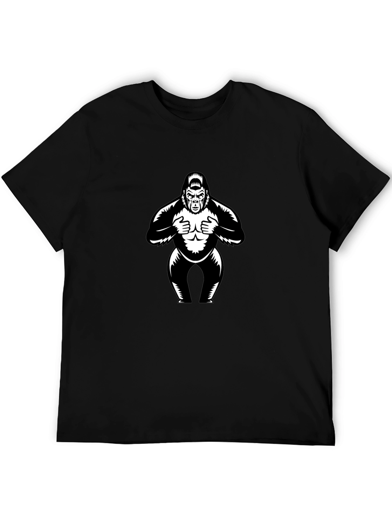 Graphic Gorilla Tee - Black Cotton Casual Wear