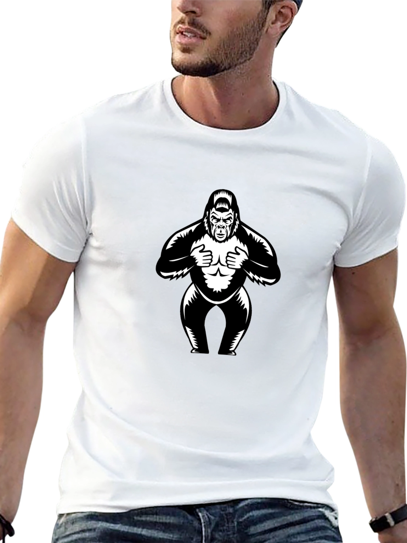 Graphic Gorilla Tee - Black Cotton Casual Wear
