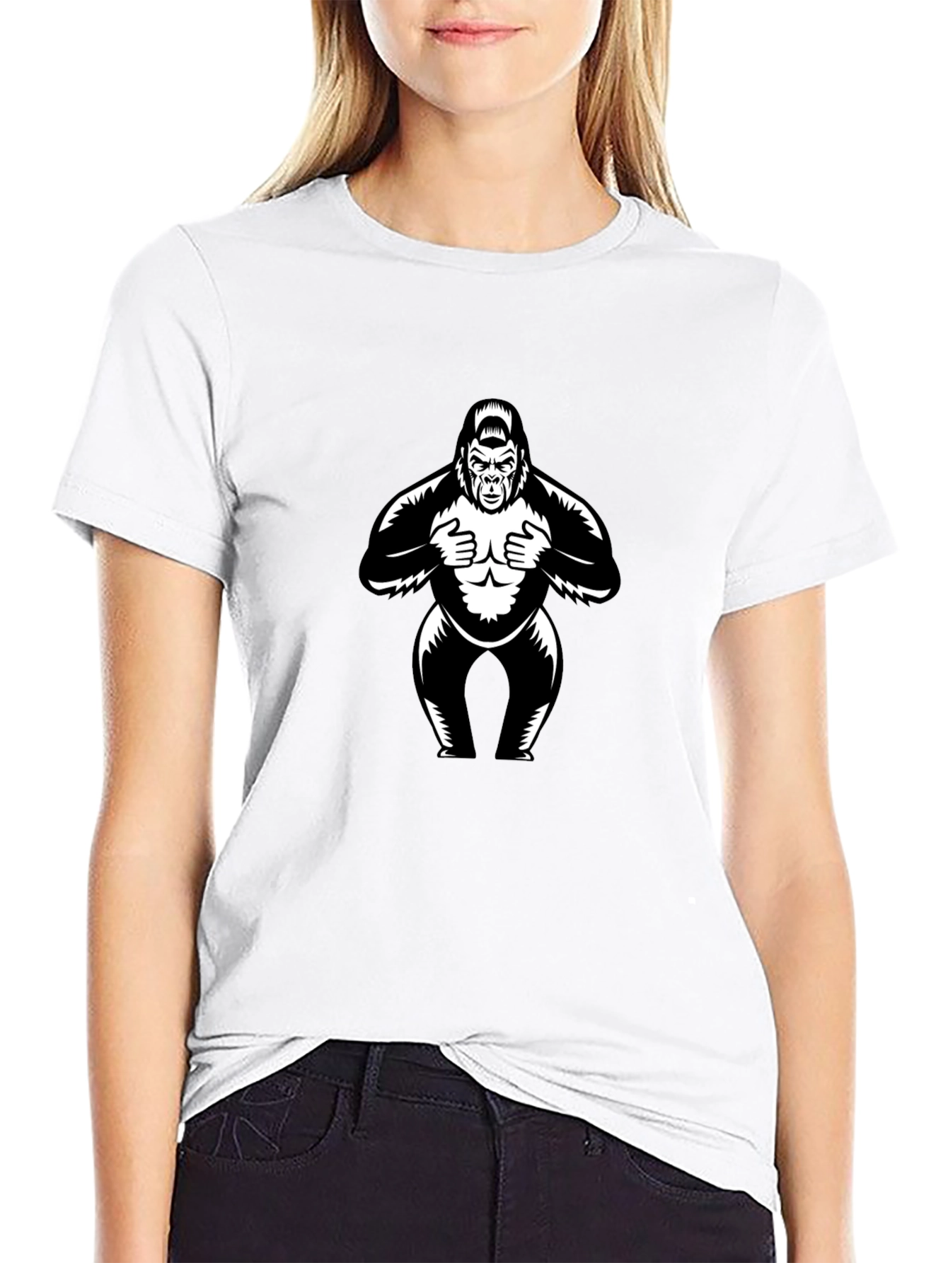 Graphic Gorilla Tee - Black Cotton Casual Wear
