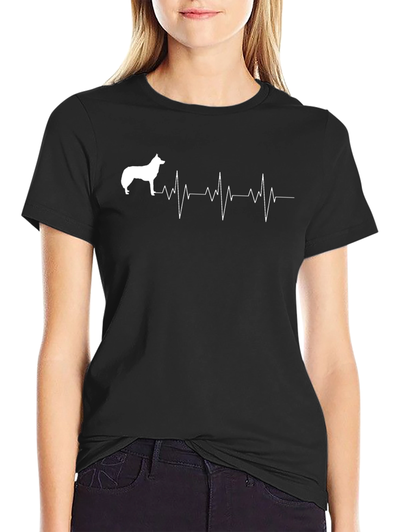 Dog Breed Heartbeat Graphic Tee - Black