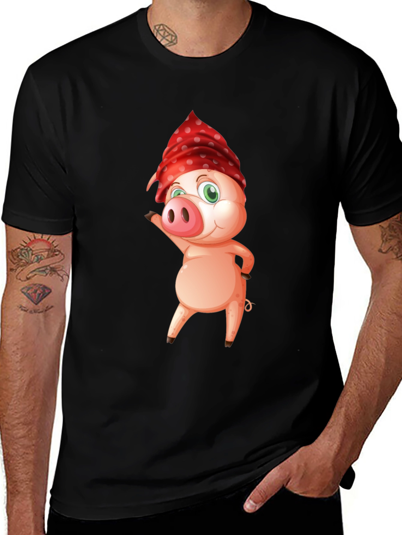 Pig with Bandana Graphic Tee - Cool & Comfy