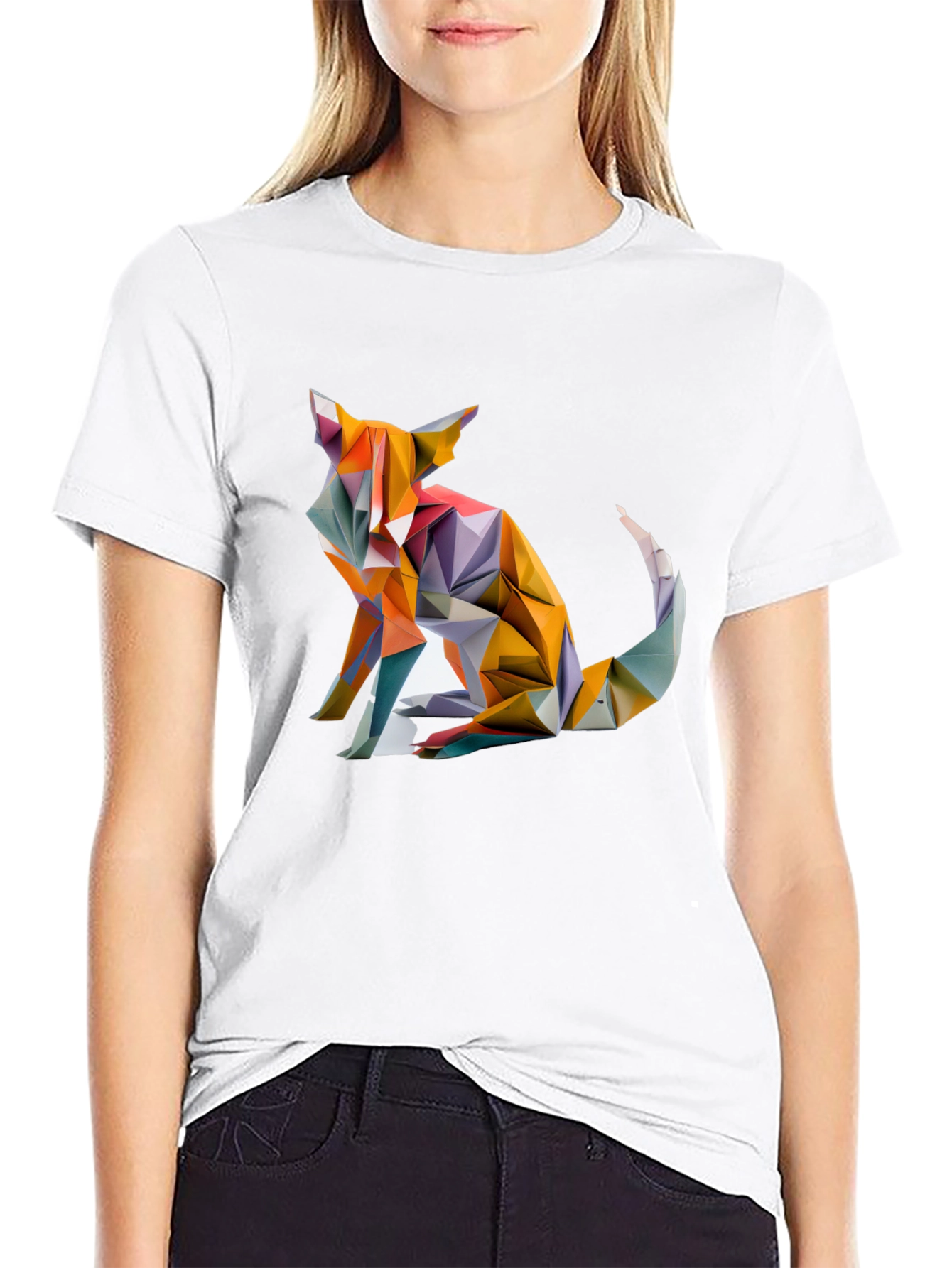 Geometric Fox Graphic Tee - Stylish Mens T-Shirt