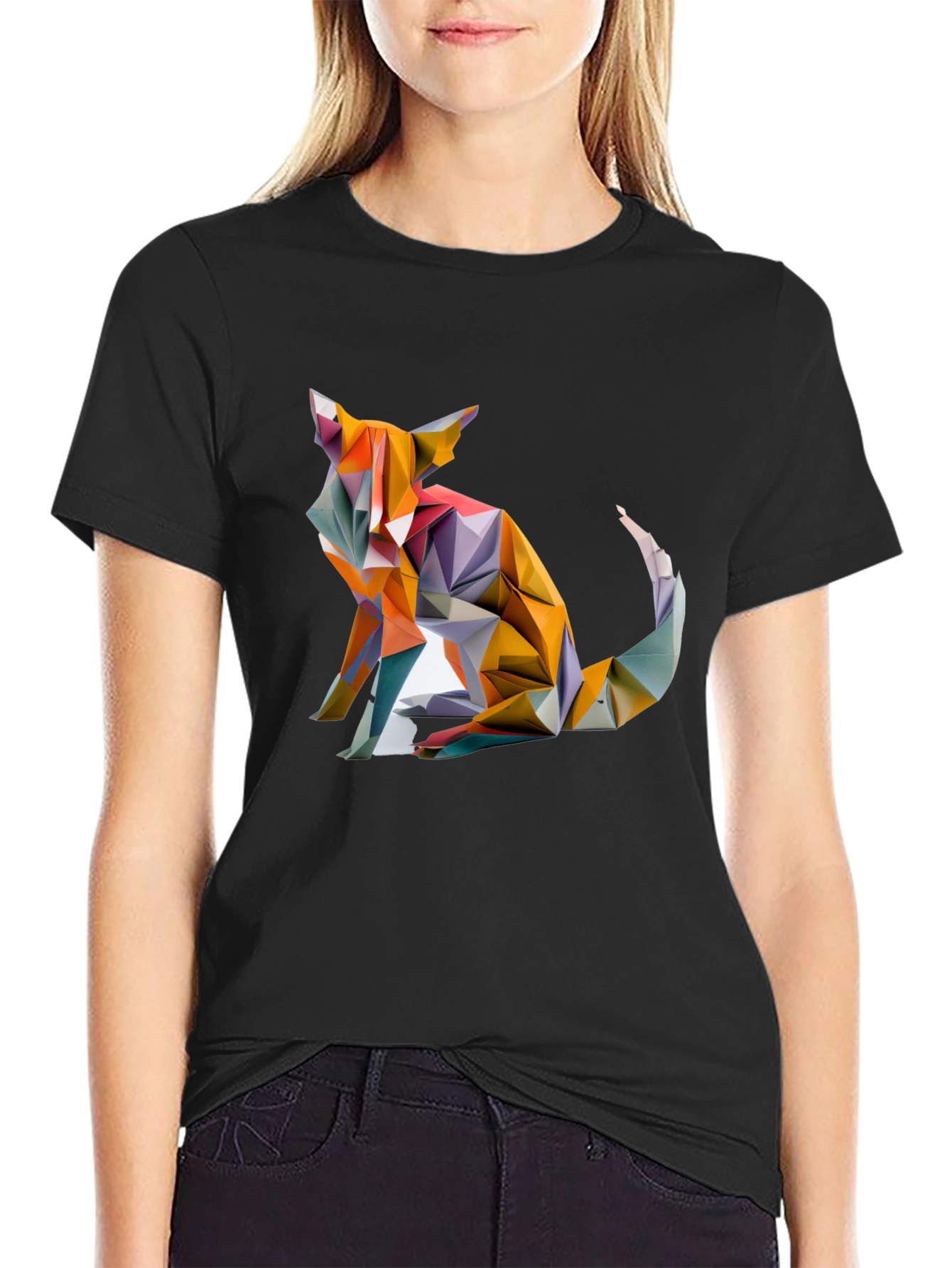 Geometric Fox Graphic Tee - Stylish Mens T-Shirt