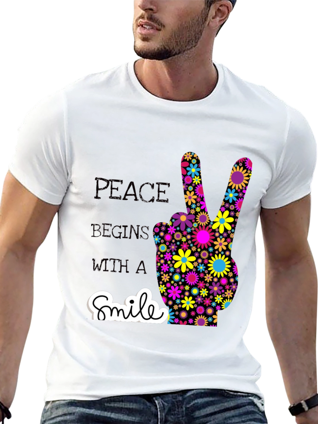 Peace Begins With a Smile Graphic T-Shirt