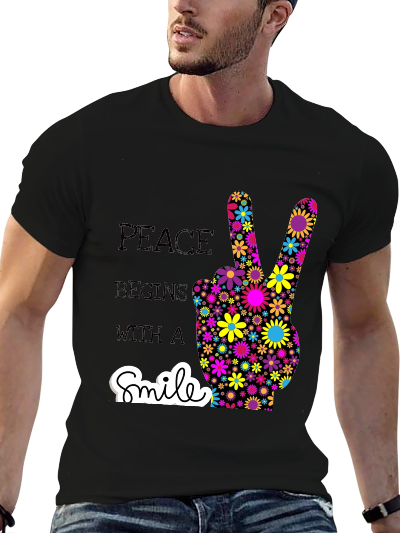 Peace Begins With a Smile Graphic T-Shirt