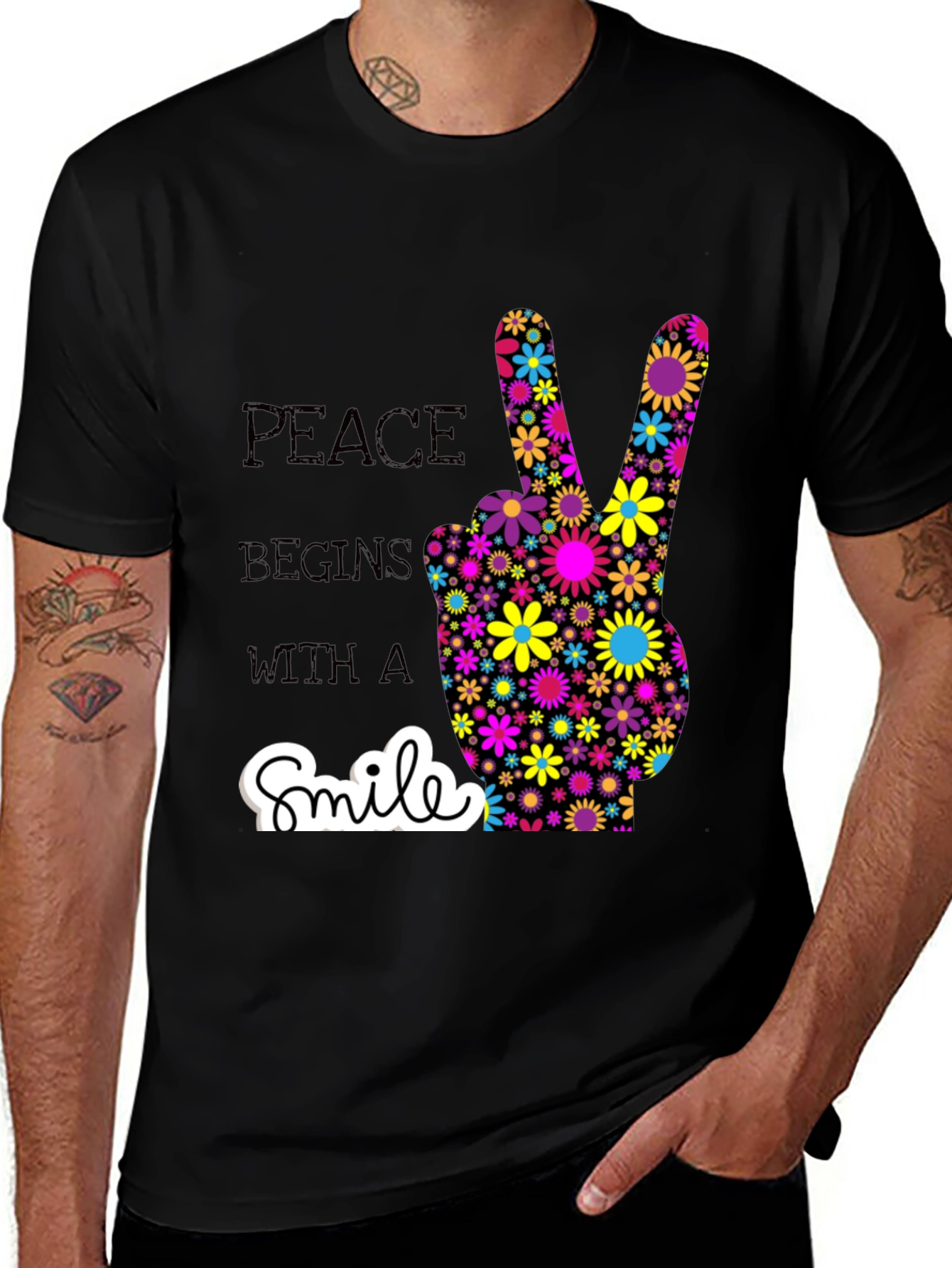 Peace Begins With a Smile Graphic T-Shirt