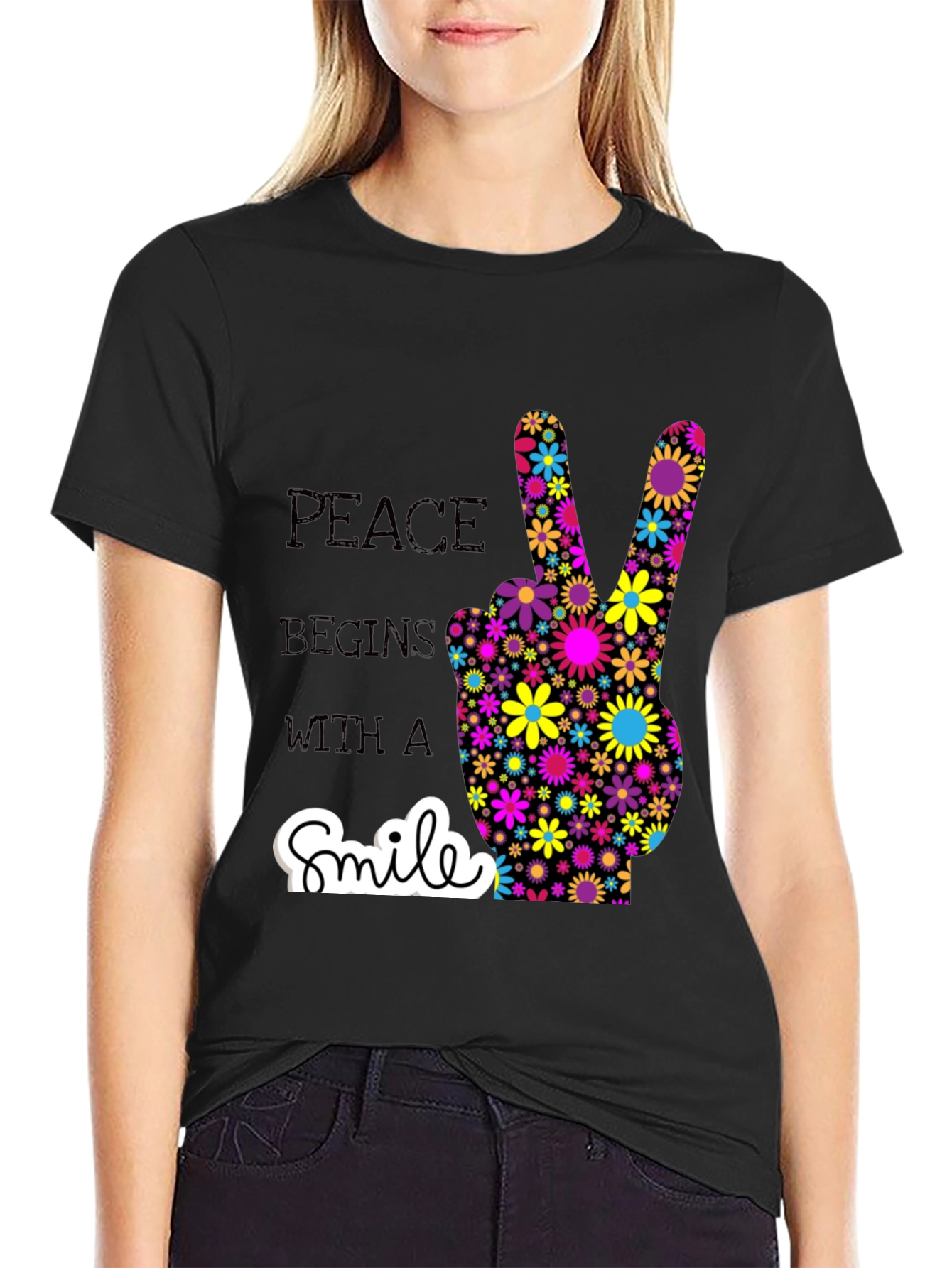 Peace Begins With a Smile Graphic T-Shirt