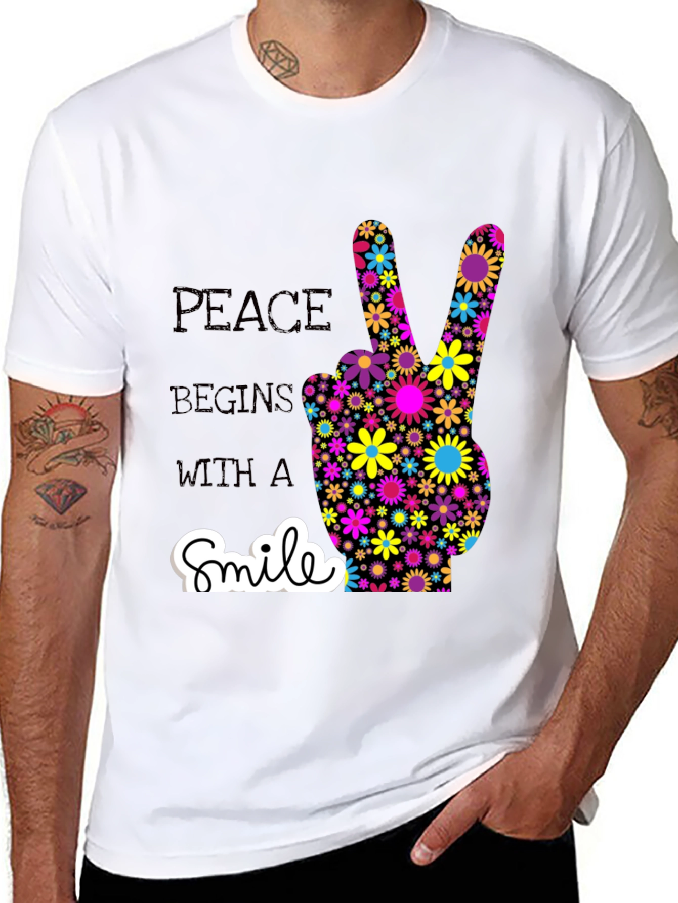 Peace Begins With a Smile Graphic T-Shirt